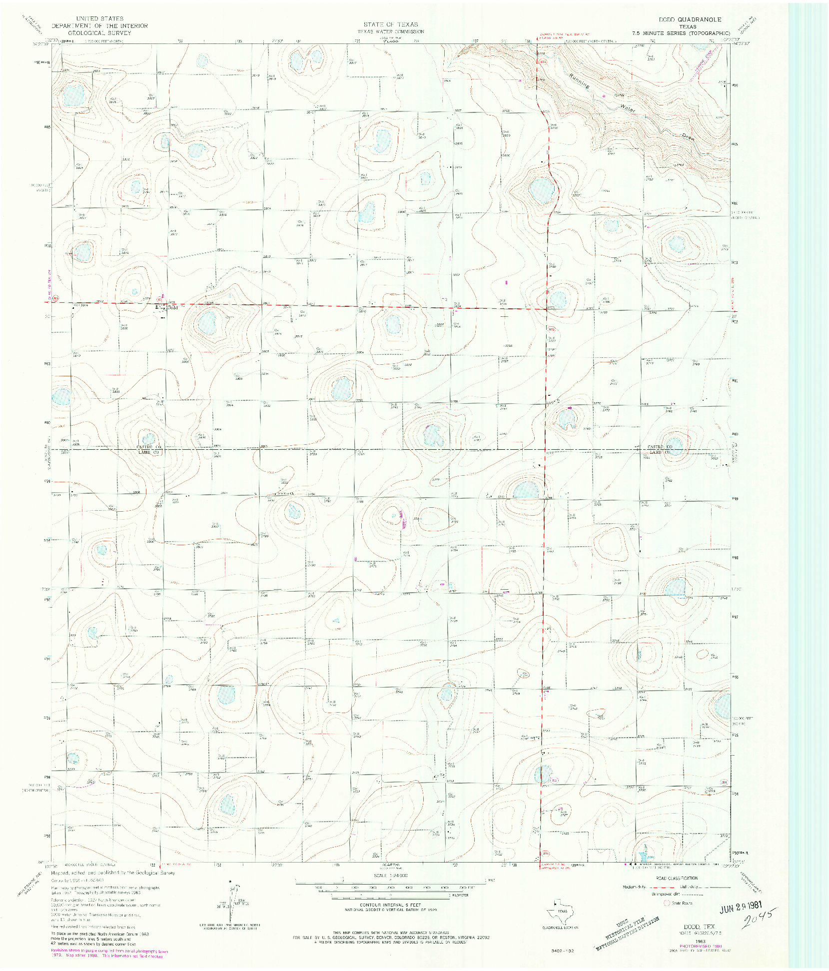 USGS 1:24000-SCALE QUADRANGLE FOR DODD, TX 1963