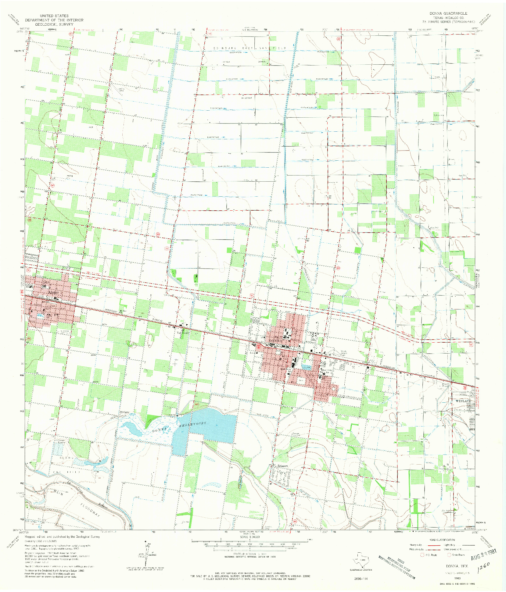 USGS 1:24000-SCALE QUADRANGLE FOR DONNA, TX 1963