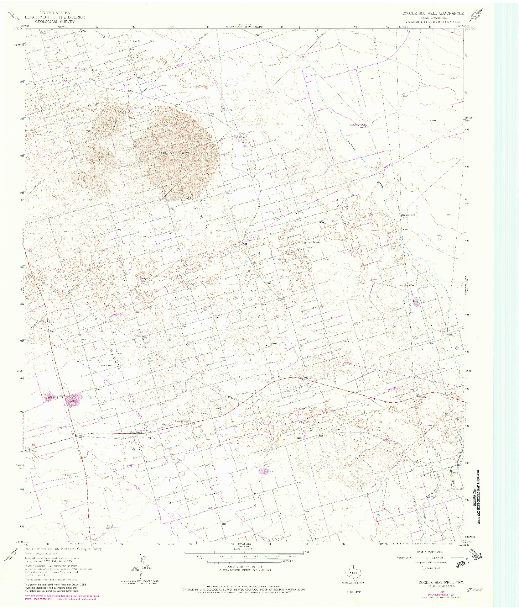 USGS 1:24000-SCALE QUADRANGLE FOR DOODLE BUG WELL, TX 1964