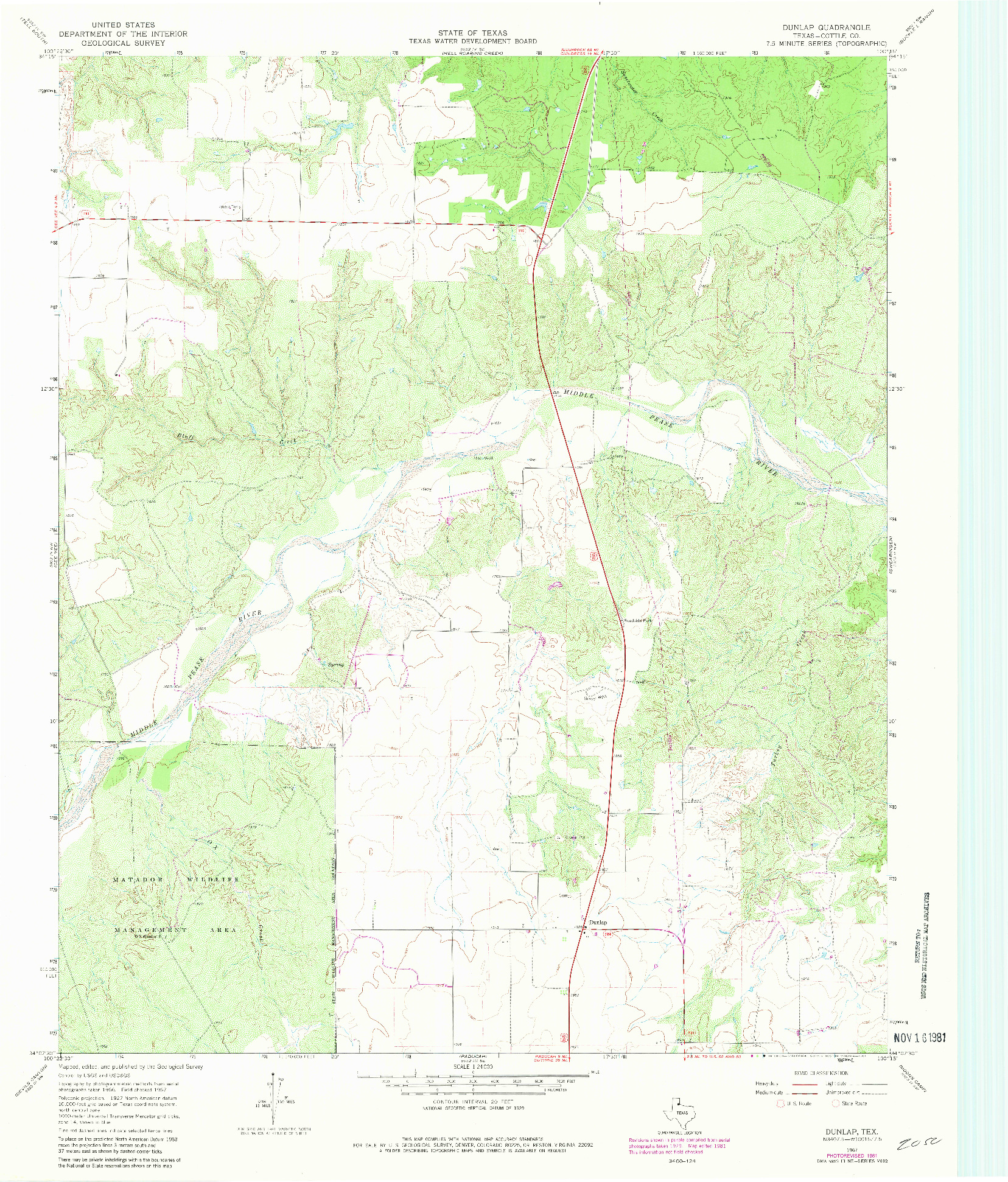 USGS 1:24000-SCALE QUADRANGLE FOR DUNLAP, TX 1967