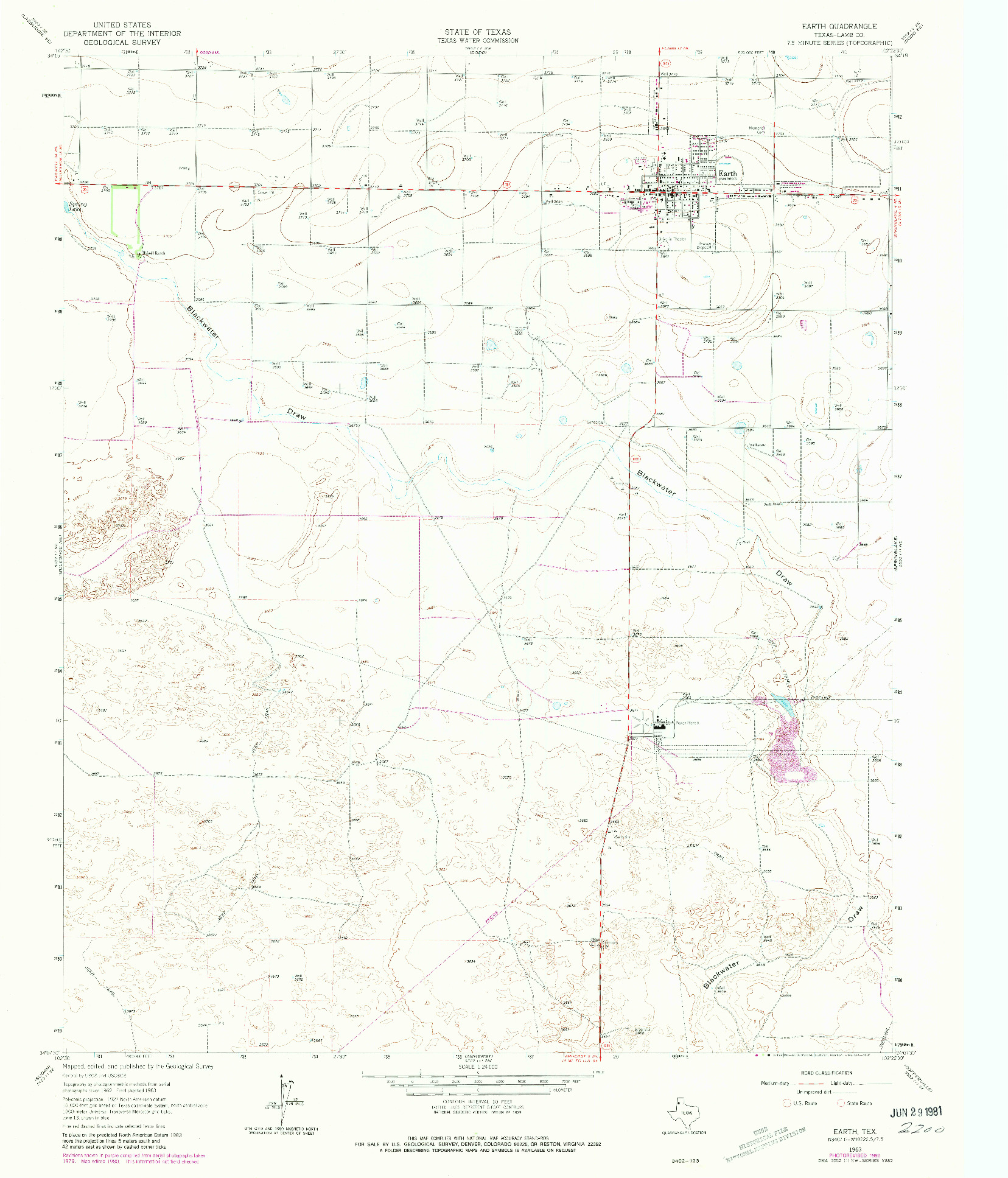 USGS 1:24000-SCALE QUADRANGLE FOR EARTH, TX 1963