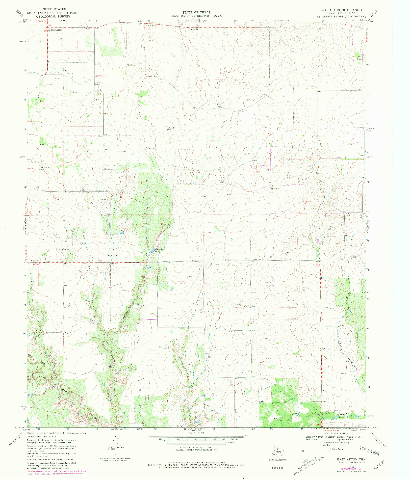 USGS 1:24000-SCALE QUADRANGLE FOR EAST AFTON, TX 1968