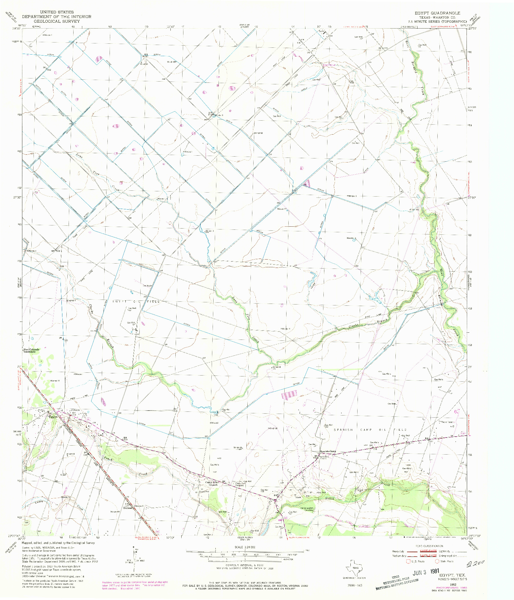 USGS 1:24000-SCALE QUADRANGLE FOR EGYPT, TX 1952