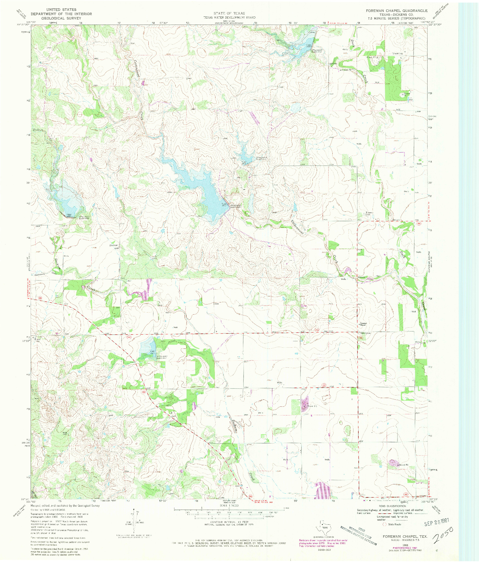 USGS 1:24000-SCALE QUADRANGLE FOR FOREMAN CHAPEL, TX 1968