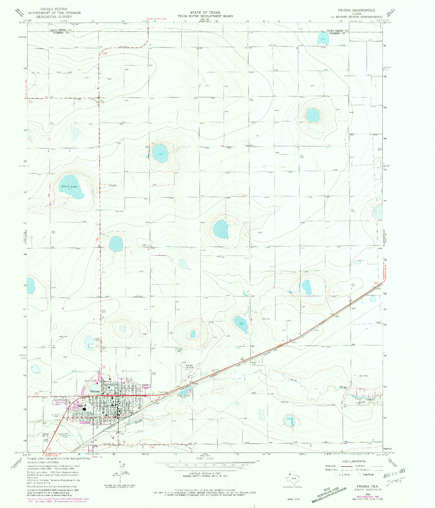 USGS 1:24000-SCALE QUADRANGLE FOR FRIONA, TX 1966