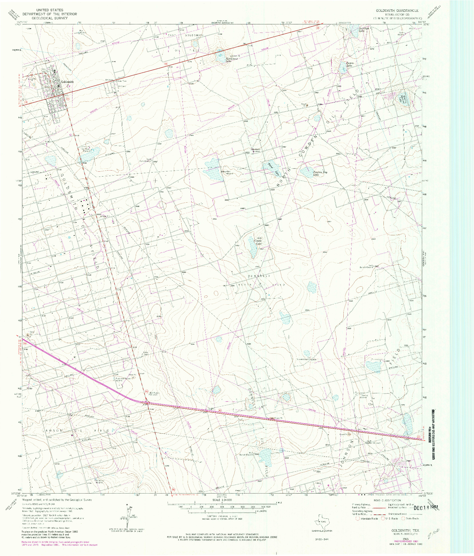 USGS 1:24000-SCALE QUADRANGLE FOR GOLDSMITH, TX 1965