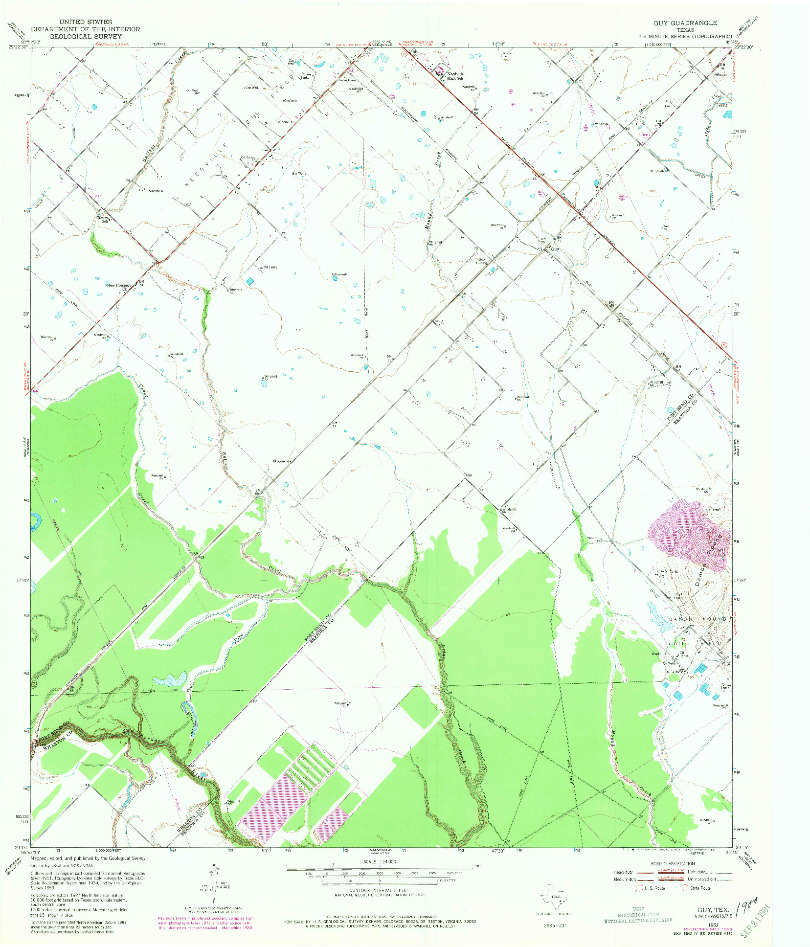 USGS 1:24000-SCALE QUADRANGLE FOR GUY, TX 1953