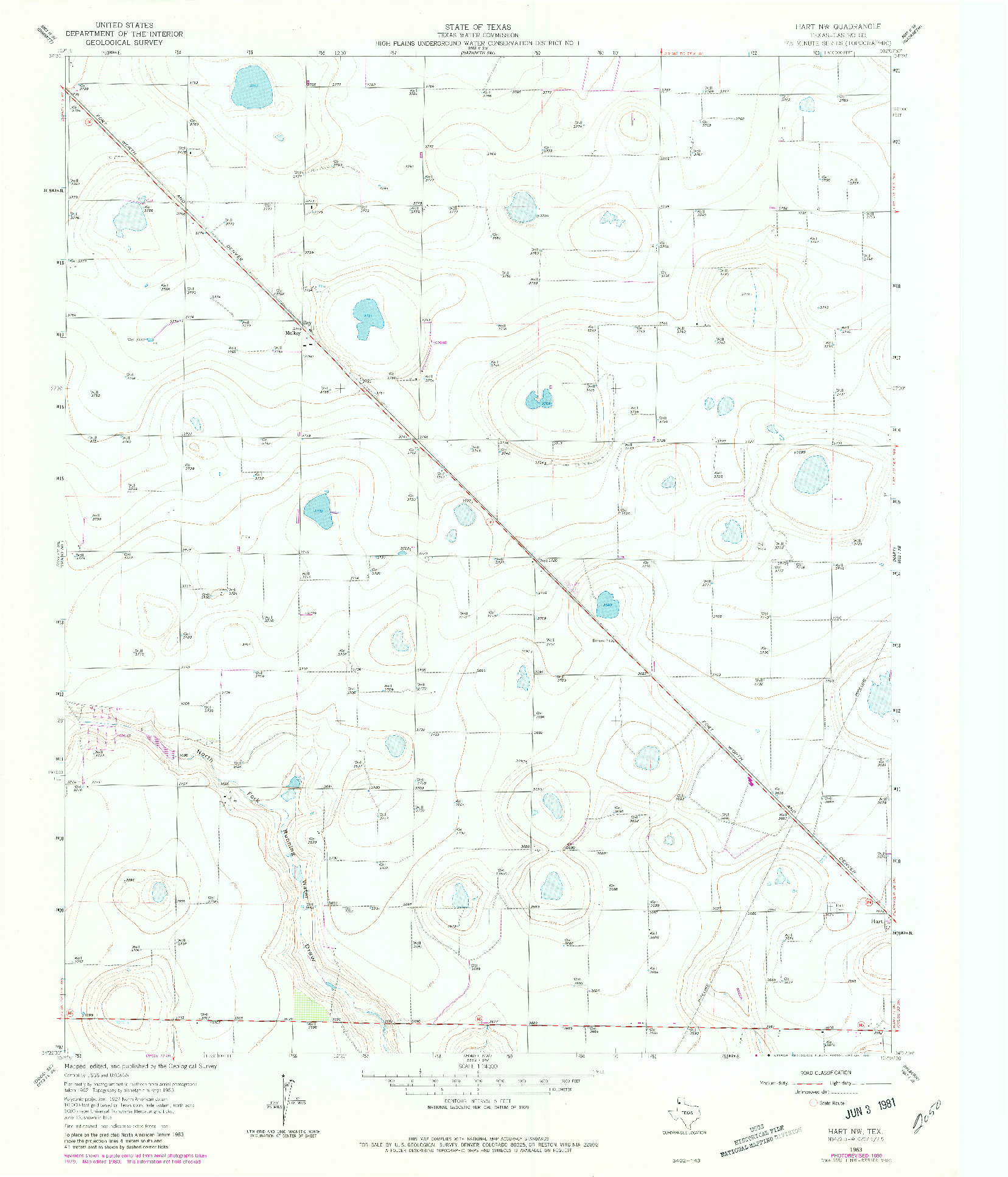 USGS 1:24000-SCALE QUADRANGLE FOR HART NW, TX 1963