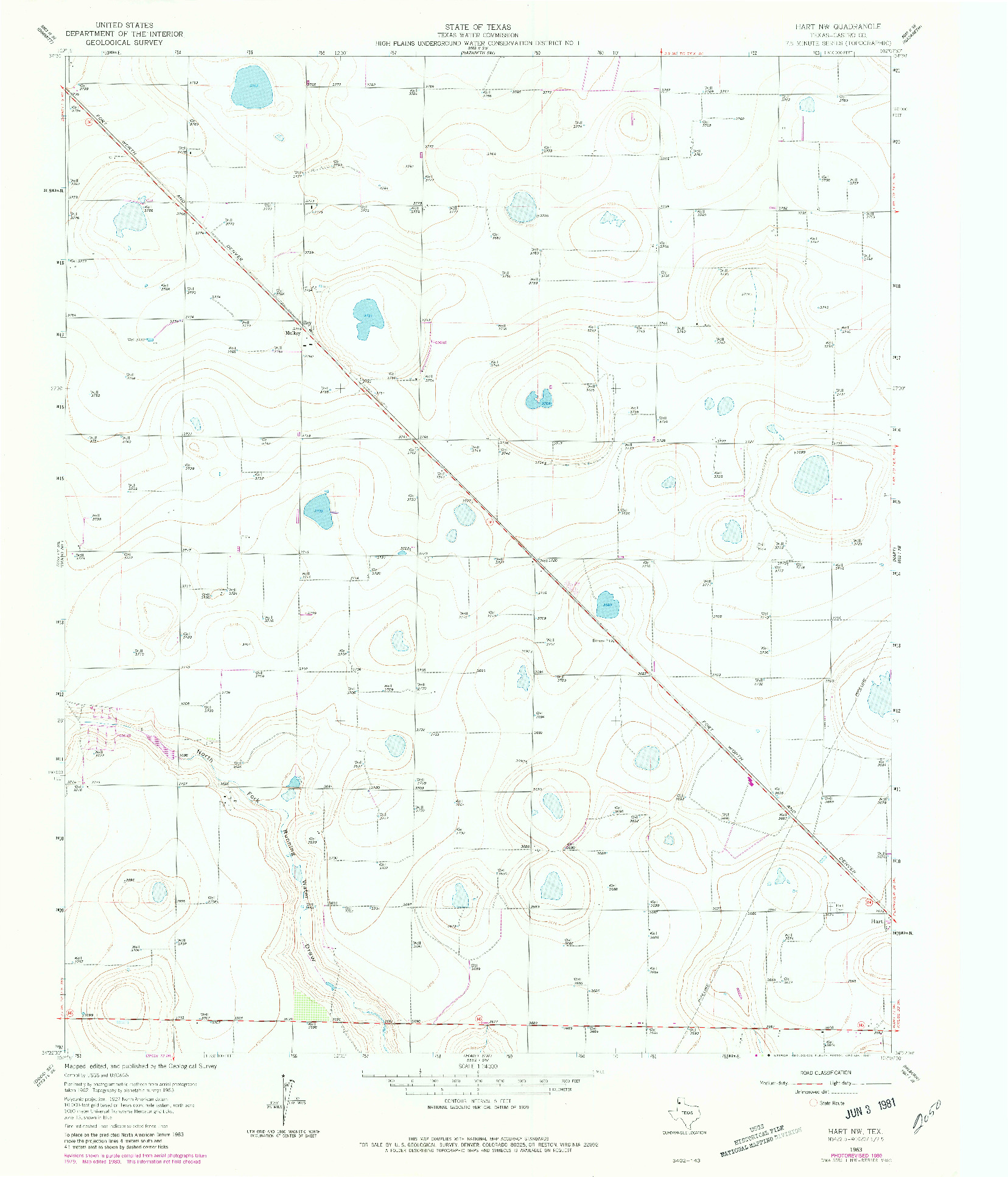 USGS 1:24000-SCALE QUADRANGLE FOR HART NW, TX 1963