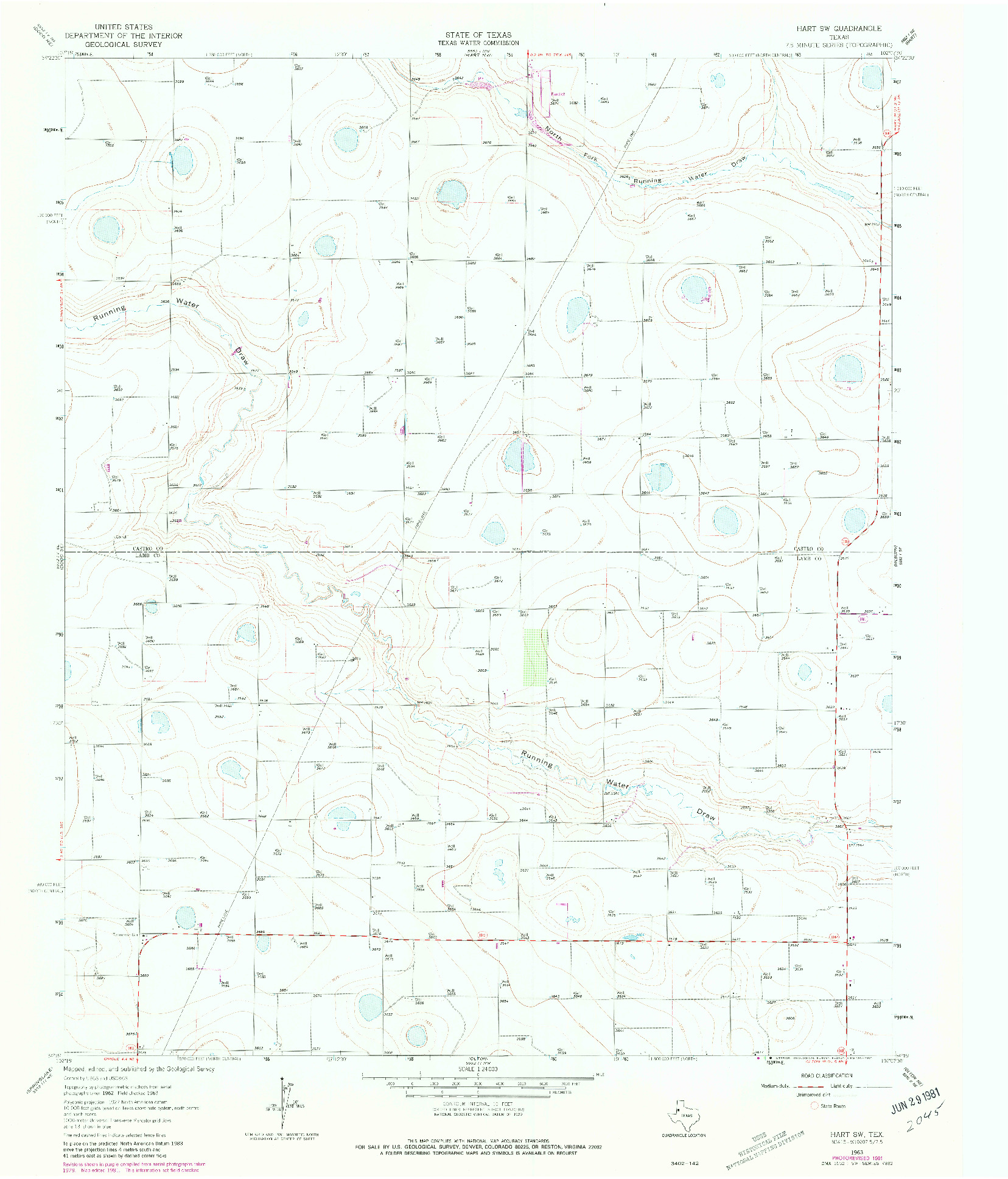 USGS 1:24000-SCALE QUADRANGLE FOR HART SW, TX 1963