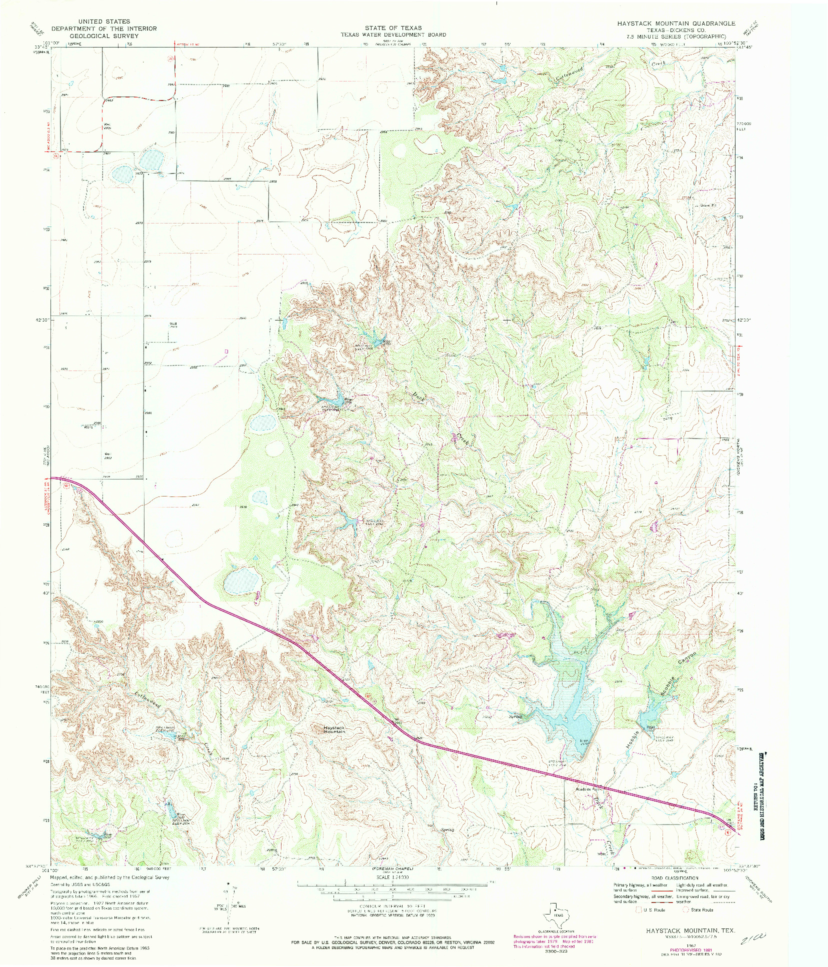 USGS 1:24000-SCALE QUADRANGLE FOR HAYSTACK MOUNTAIN, TX 1967