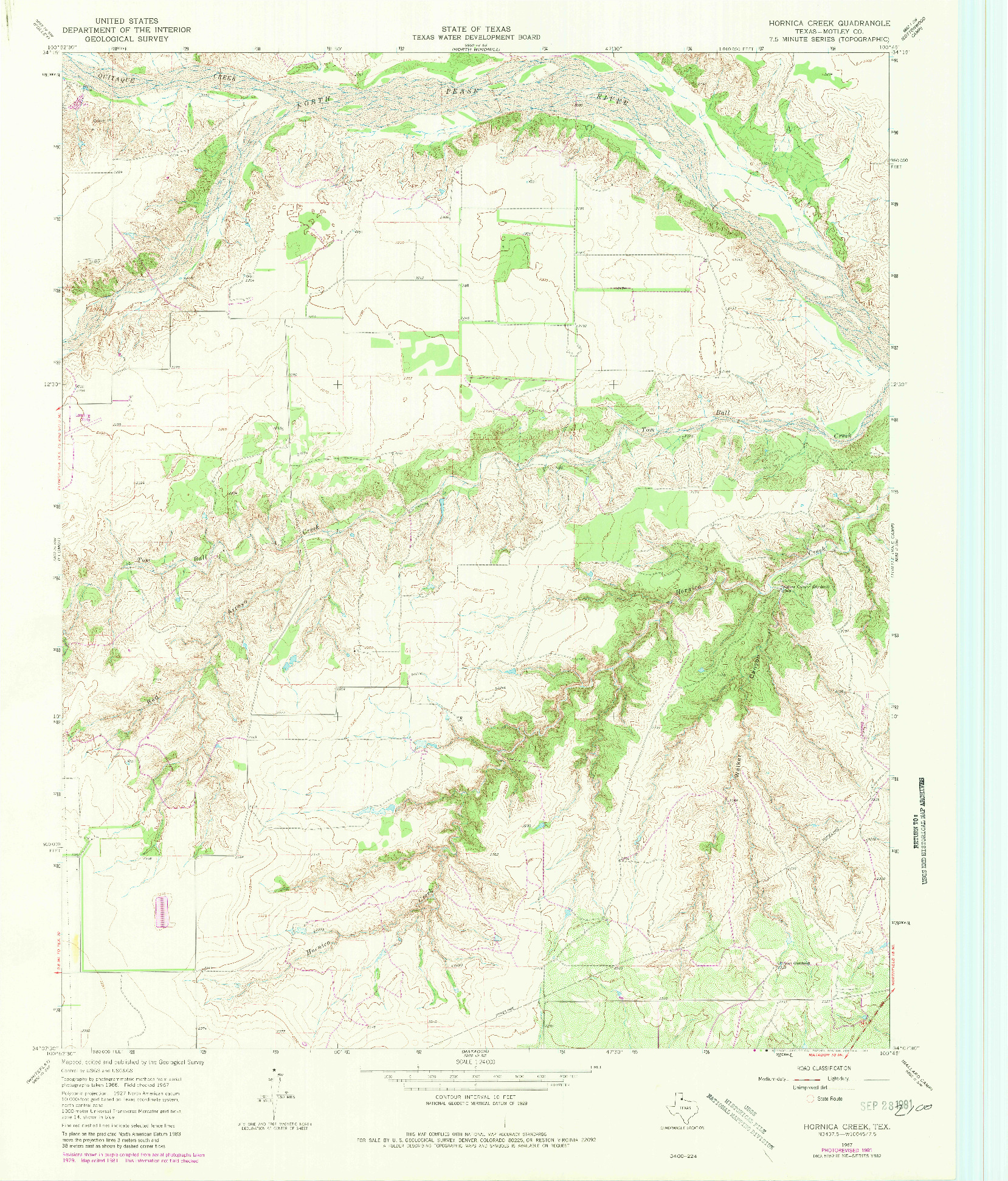 USGS 1:24000-SCALE QUADRANGLE FOR HORNICA CREEK, TX 1967