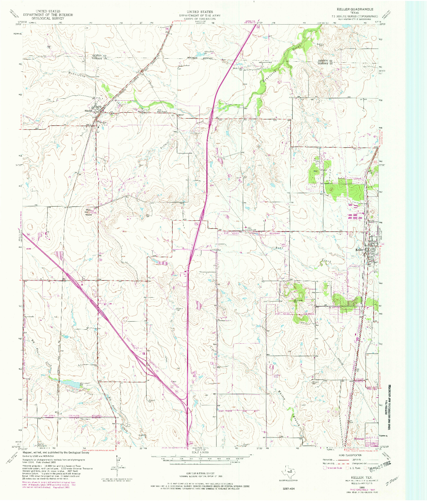 USGS 1:24000-SCALE QUADRANGLE FOR KELLER, TX 1955