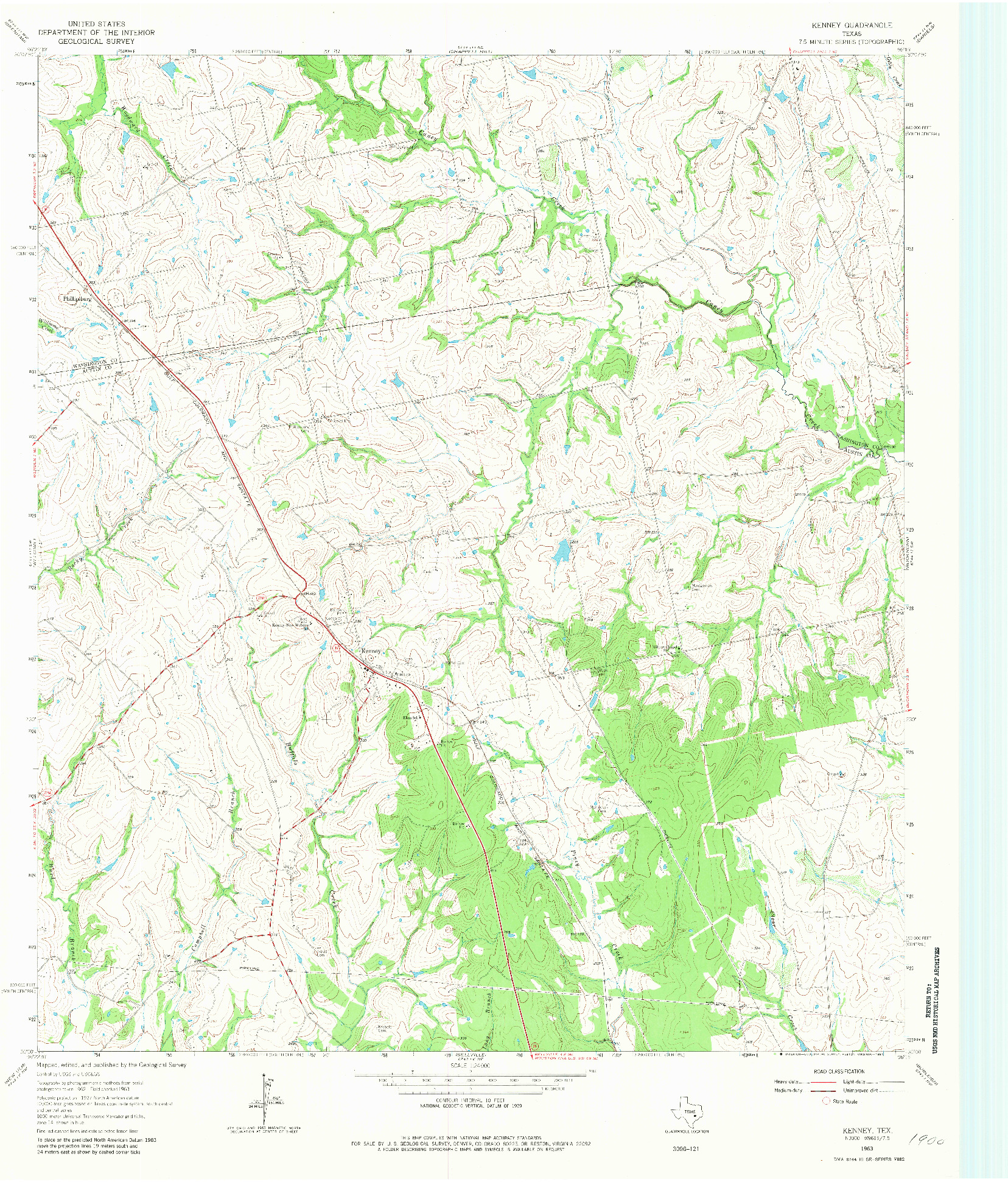 USGS 1:24000-SCALE QUADRANGLE FOR KENNEY, TX 1963