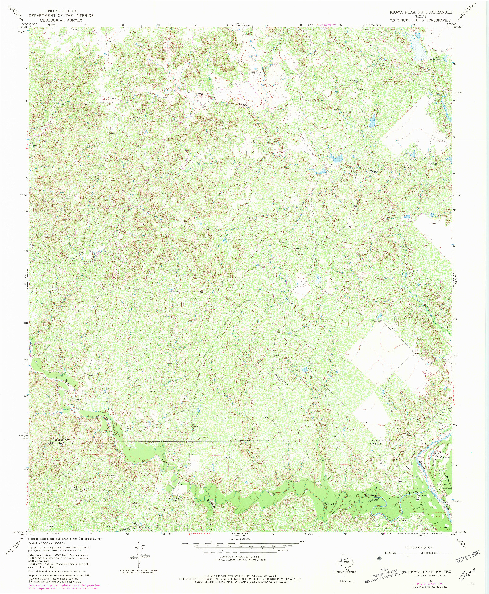 USGS 1:24000-SCALE QUADRANGLE FOR KIOWA PEAK NE, TX 1967