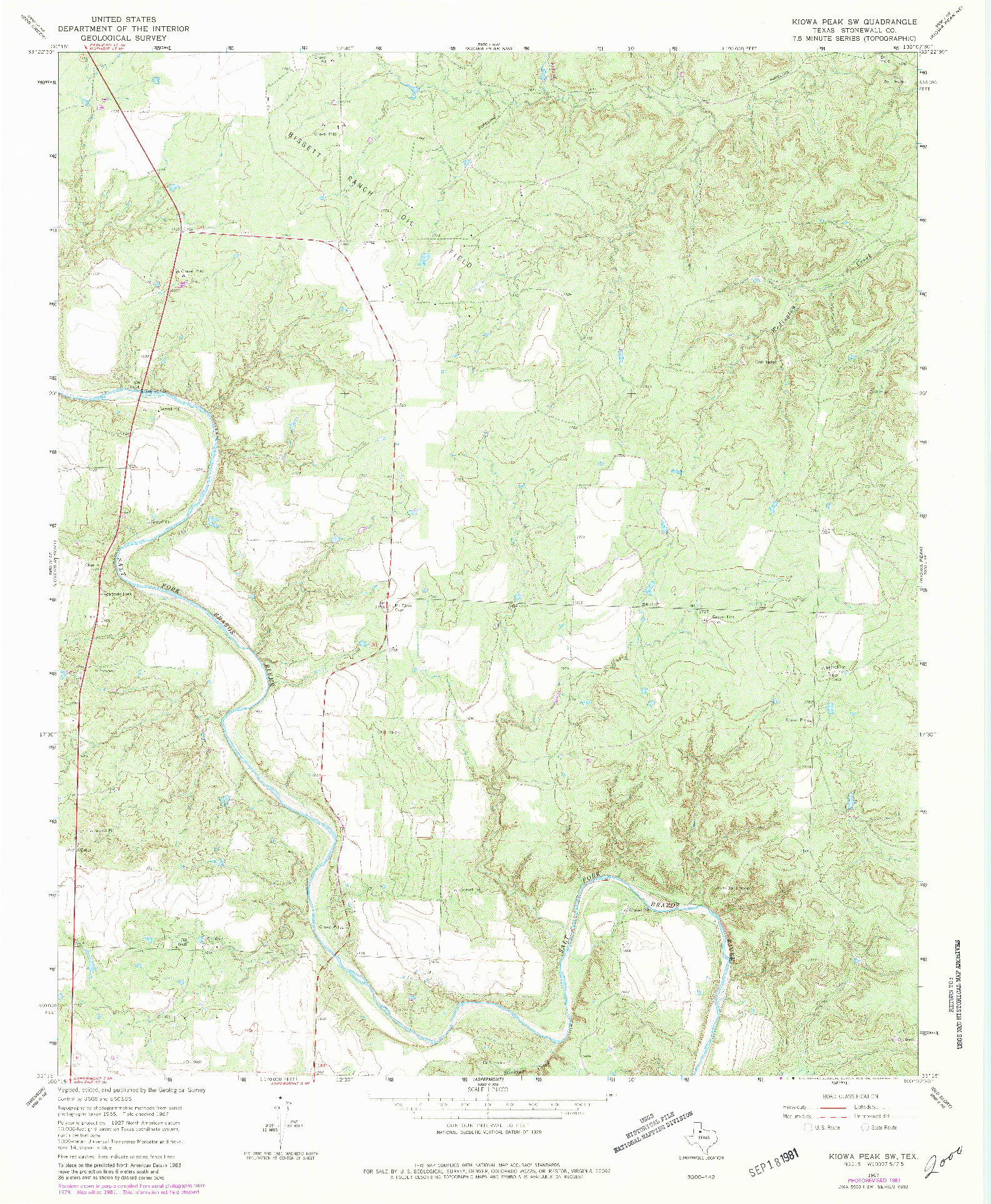 USGS 1:24000-SCALE QUADRANGLE FOR KIOWA PEAK SW, TX 1967