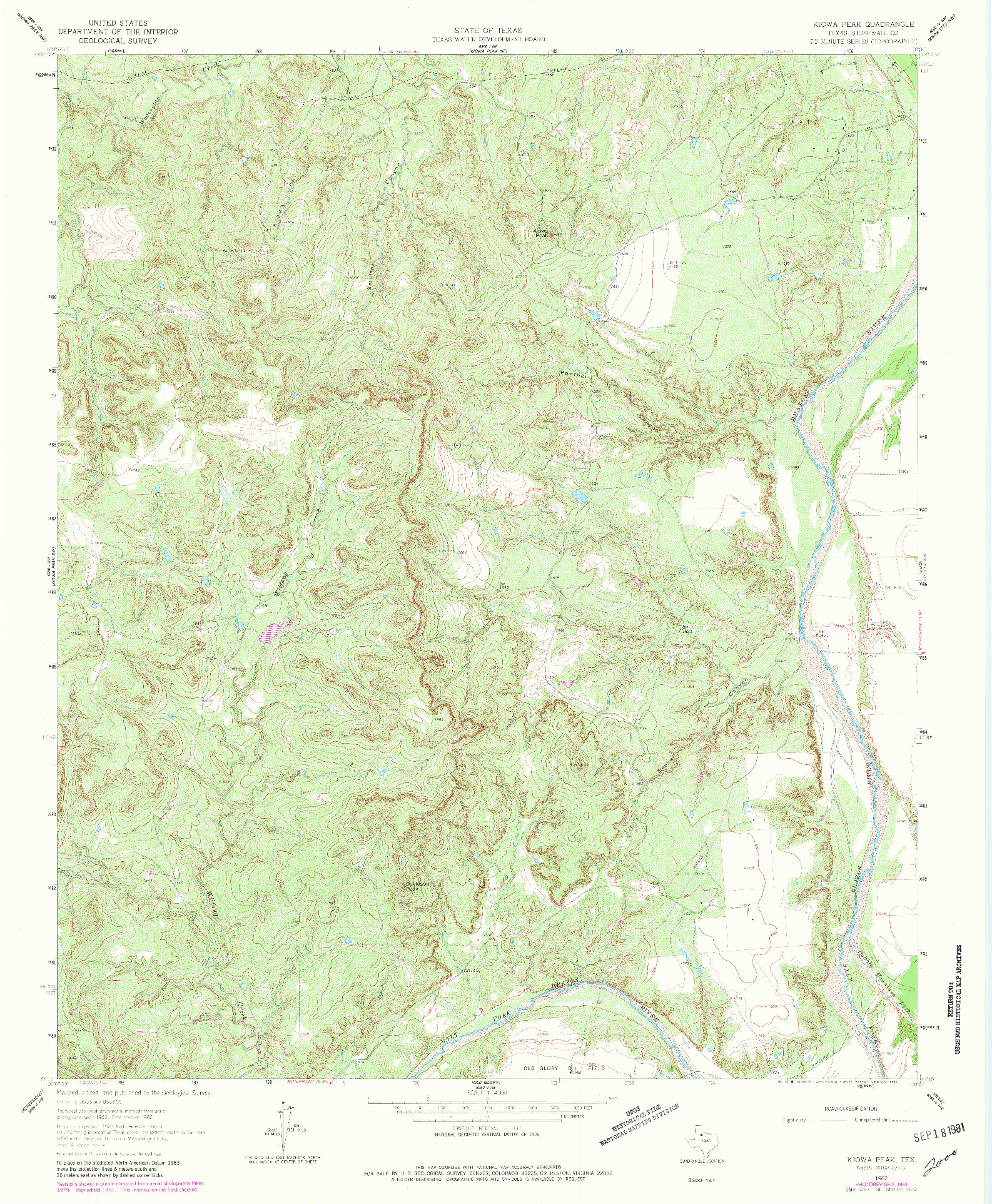 USGS 1:24000-SCALE QUADRANGLE FOR KIOWA PEAK, TX 1962