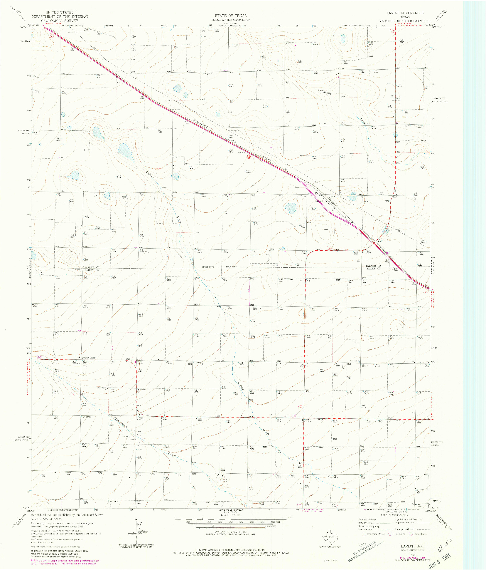 USGS 1:24000-SCALE QUADRANGLE FOR LARIAT, TX 1963