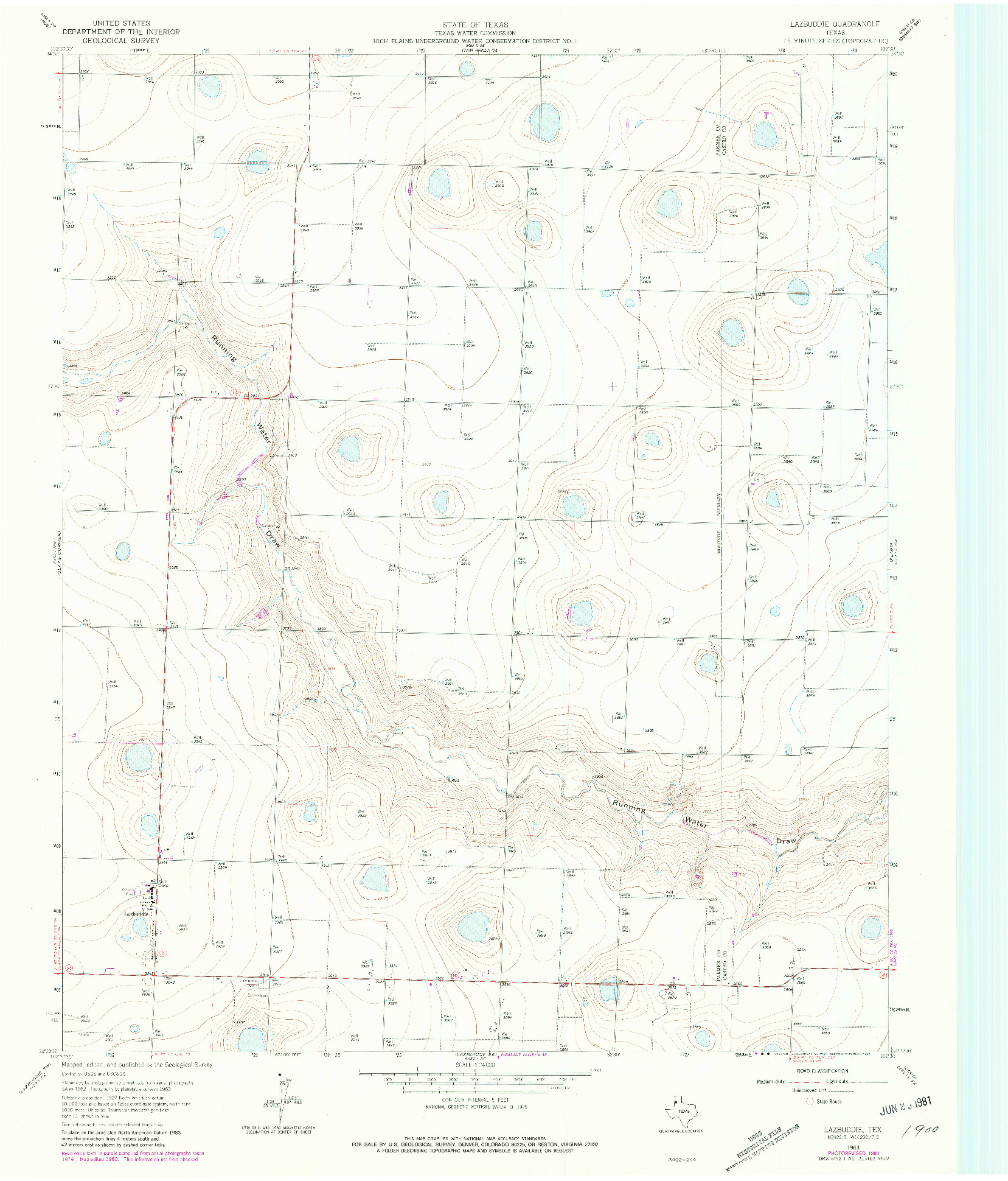 USGS 1:24000-SCALE QUADRANGLE FOR LAZBUDDIE, TX 1963