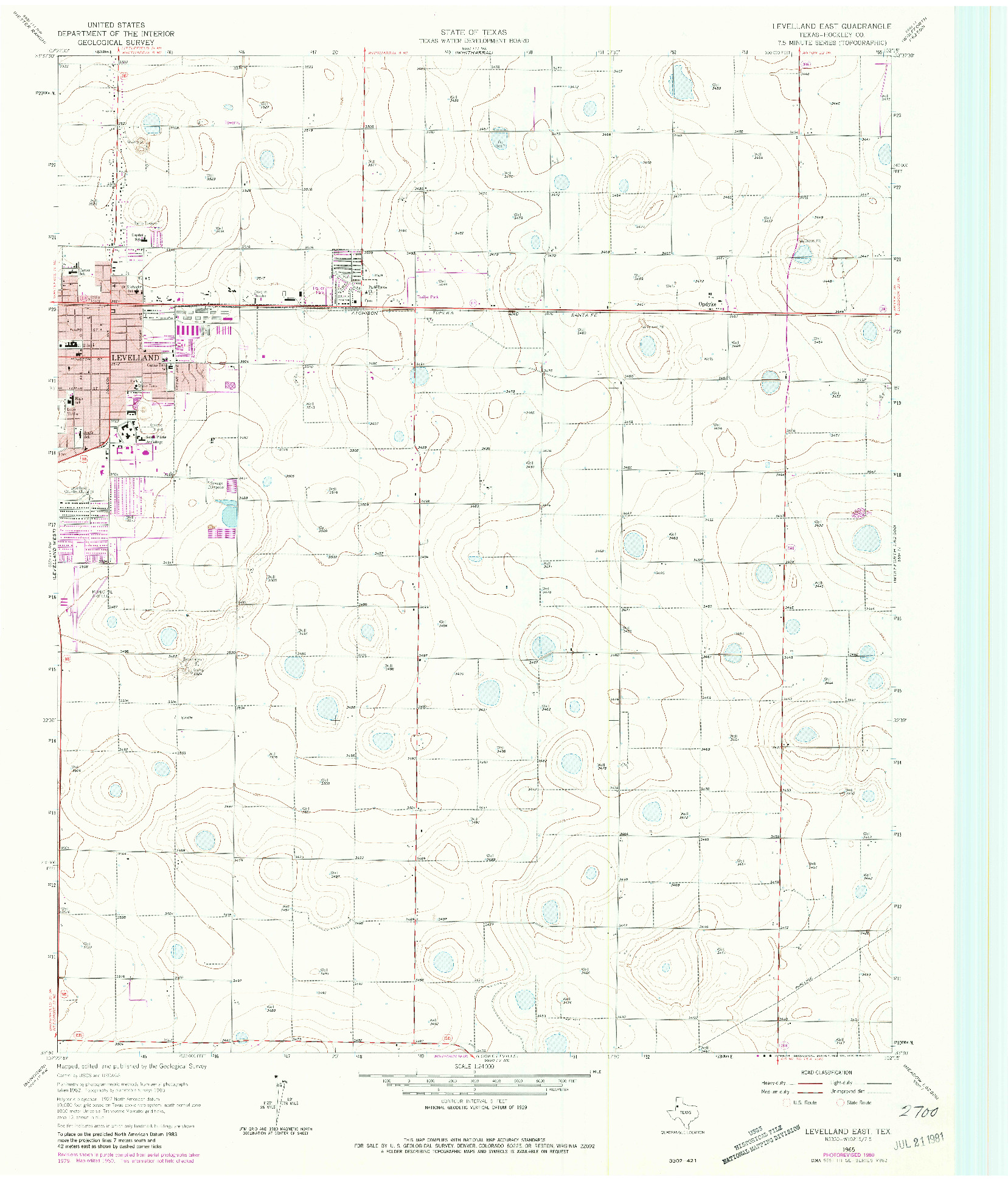 USGS 1:24000-SCALE QUADRANGLE FOR LEVELLAND EAST, TX 1965