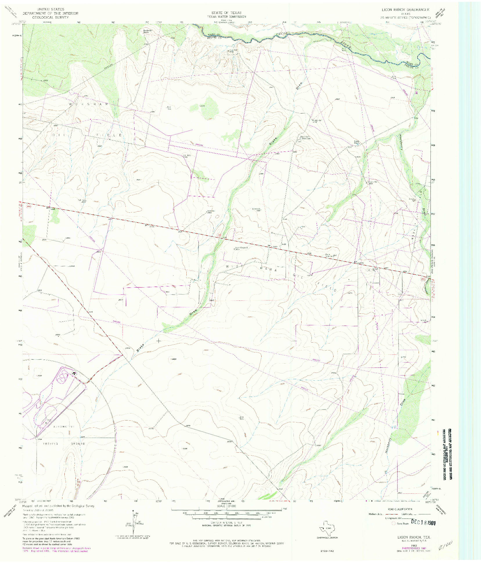 USGS 1:24000-SCALE QUADRANGLE FOR LIGON RANCH, TX 1963