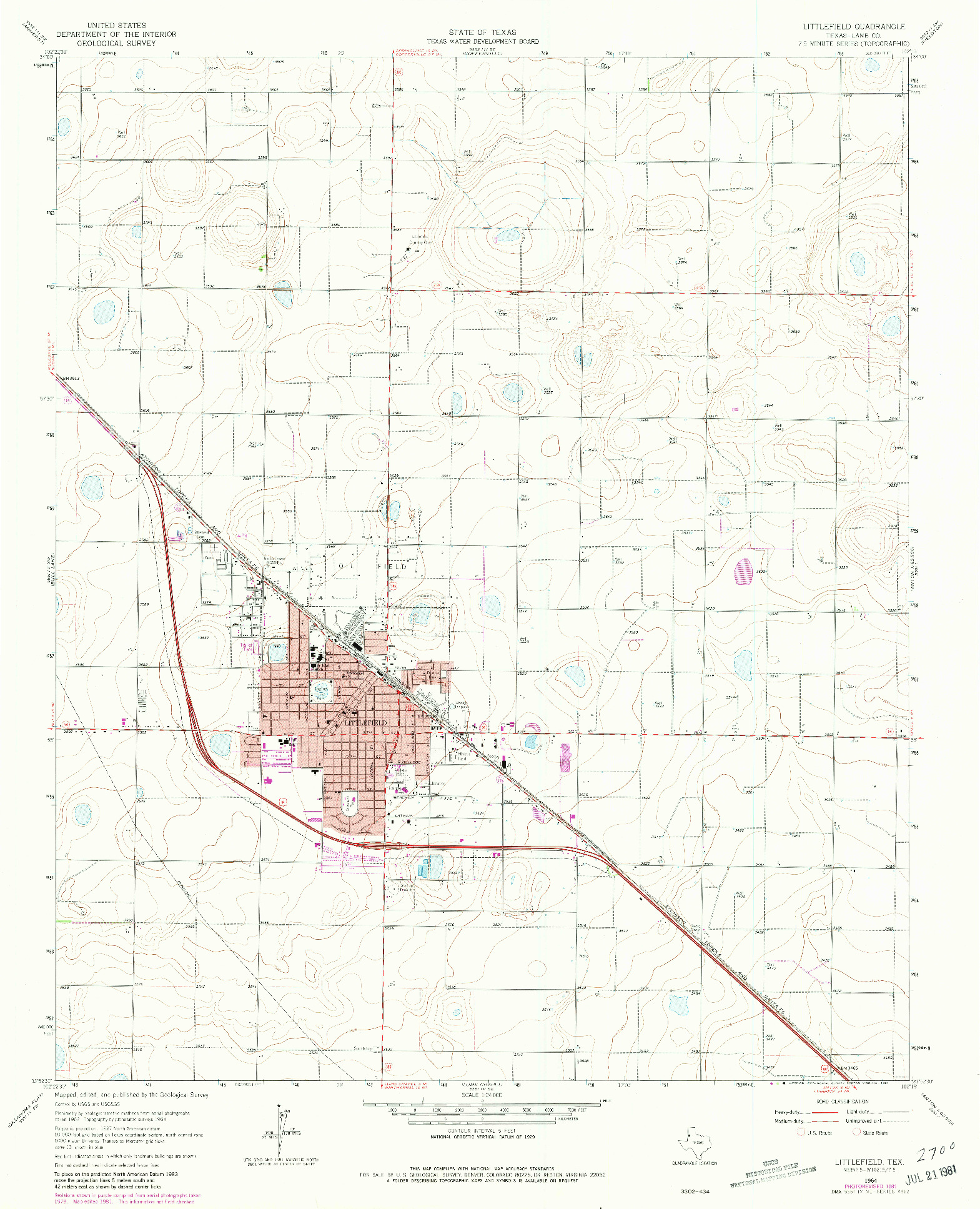 USGS 1:24000-SCALE QUADRANGLE FOR LITTLEFIELD, TX 1964