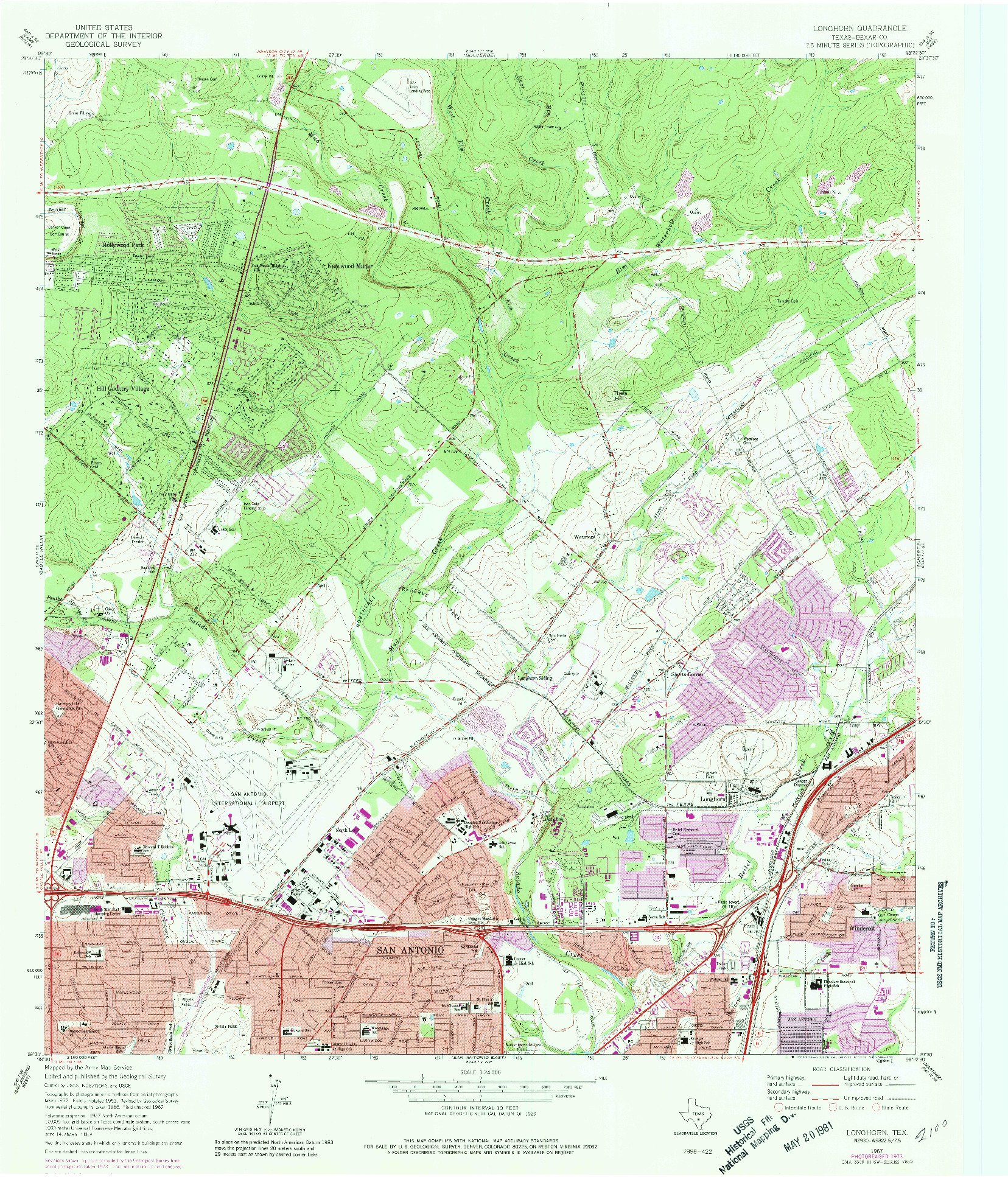 USGS 1:24000-SCALE QUADRANGLE FOR LONGHORN, TX 1967