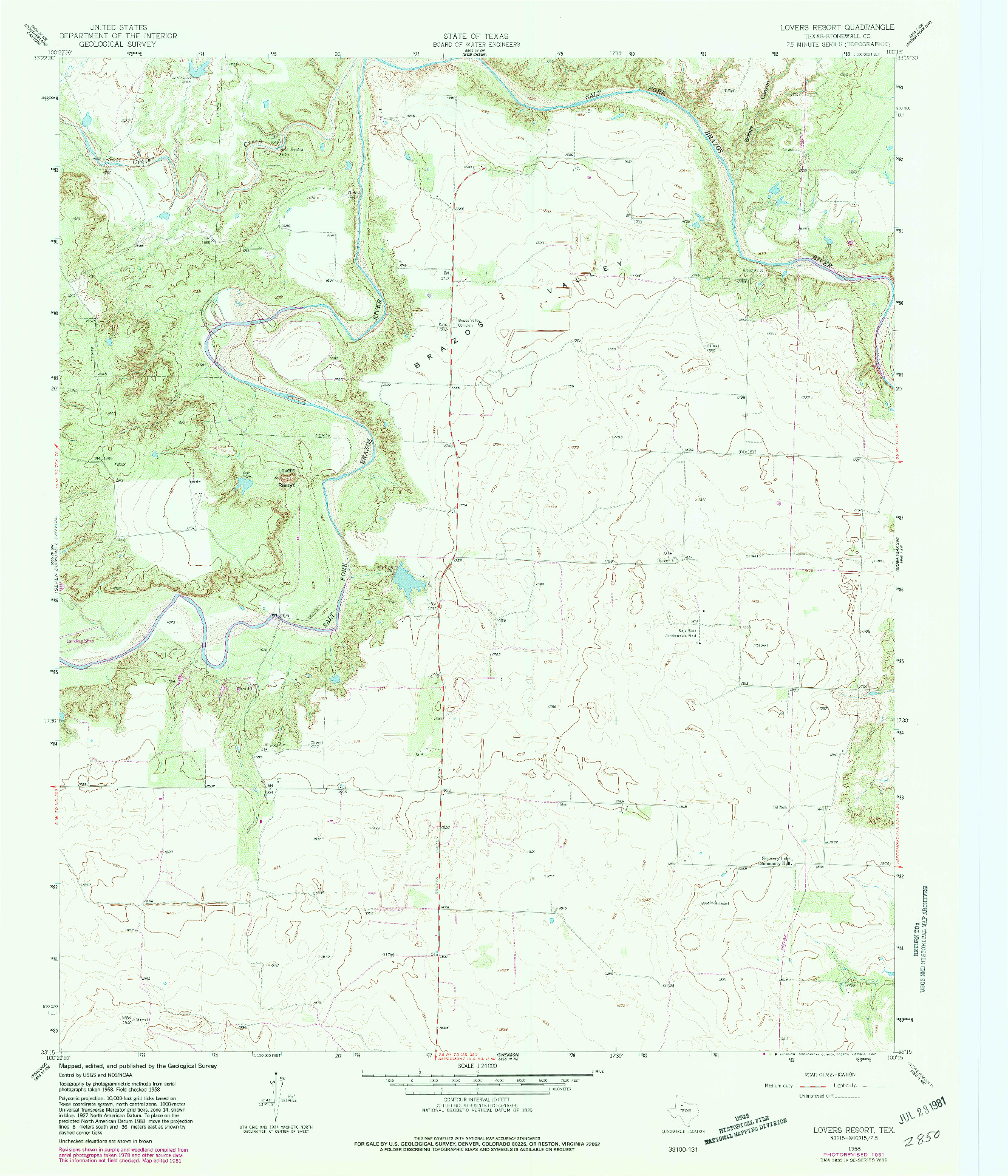 USGS 1:24000-SCALE QUADRANGLE FOR LOVERS RESORT, TX 1958