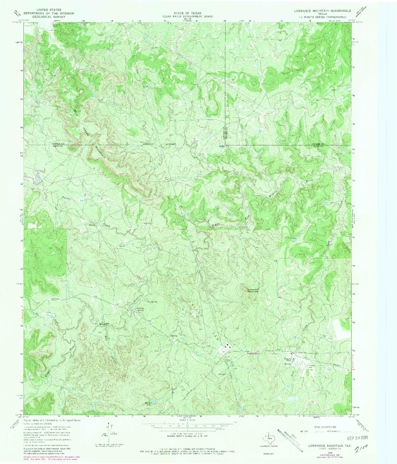 USGS 1:24000-SCALE QUADRANGLE FOR LOWRANCE MOUNTAIN, TX 1966