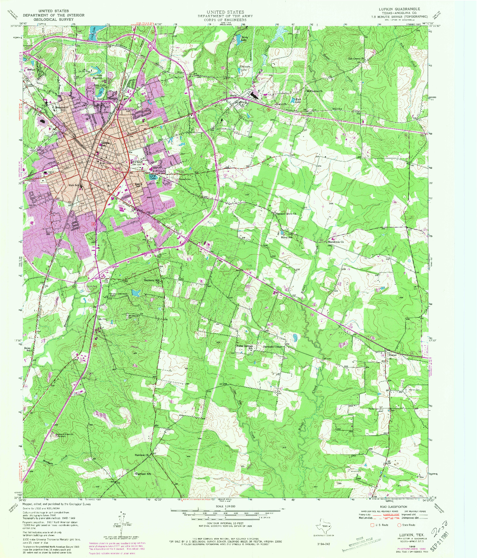 USGS 1:24000-SCALE QUADRANGLE FOR LUFKIN, TX 1949