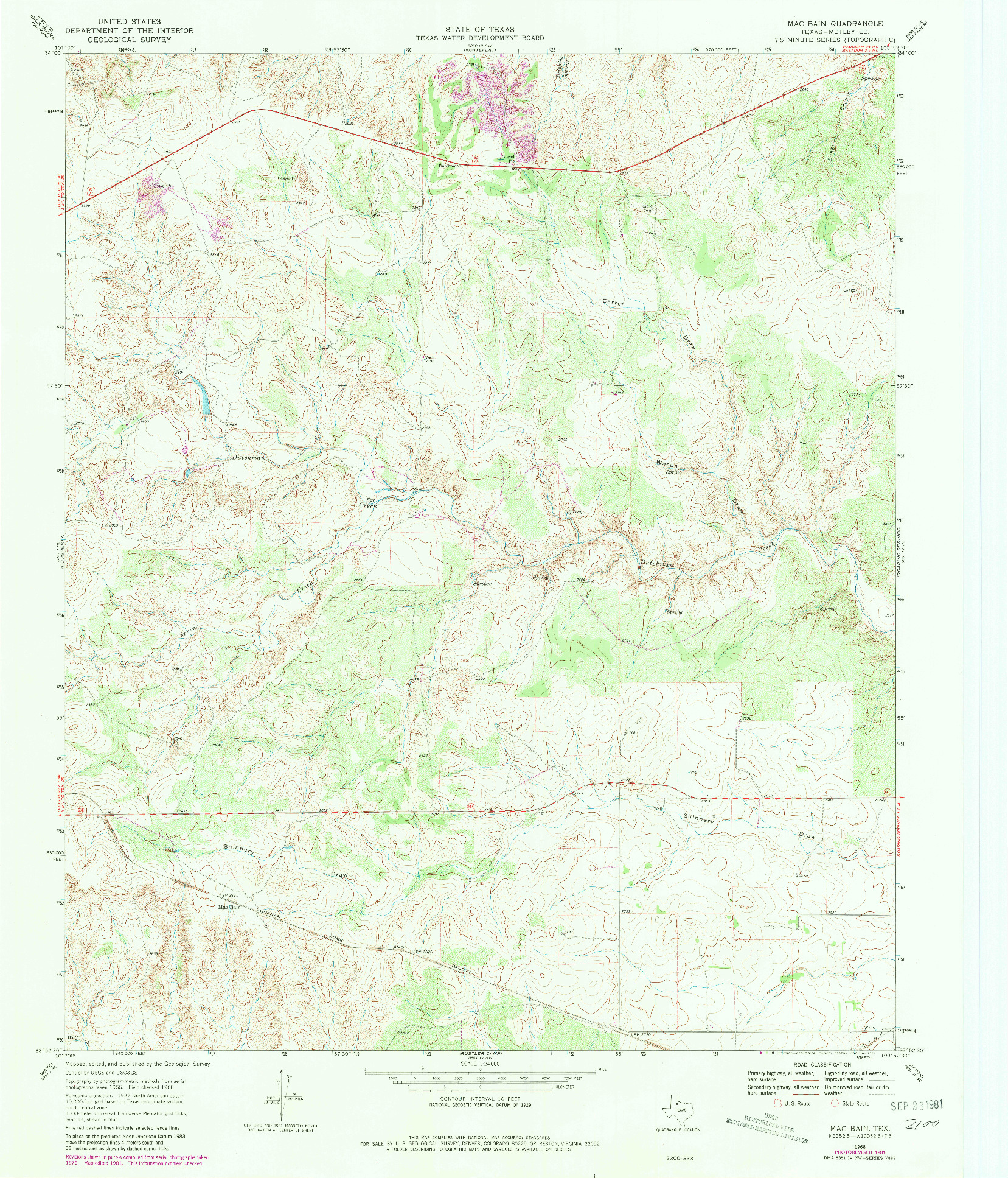 USGS 1:24000-SCALE QUADRANGLE FOR MAC BAIN, TX 1968