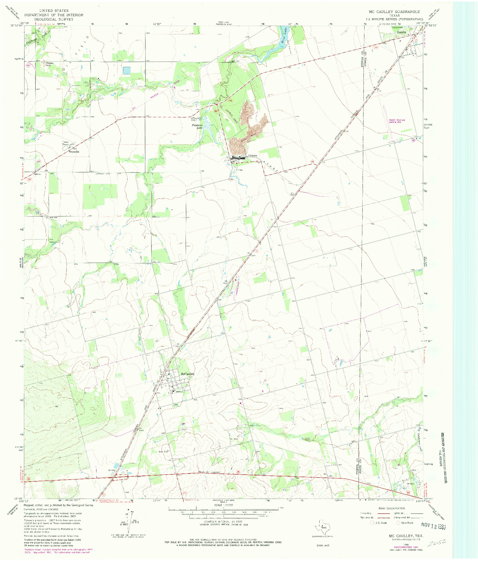 USGS 1:24000-SCALE QUADRANGLE FOR MCCAULLEY, TX 1965