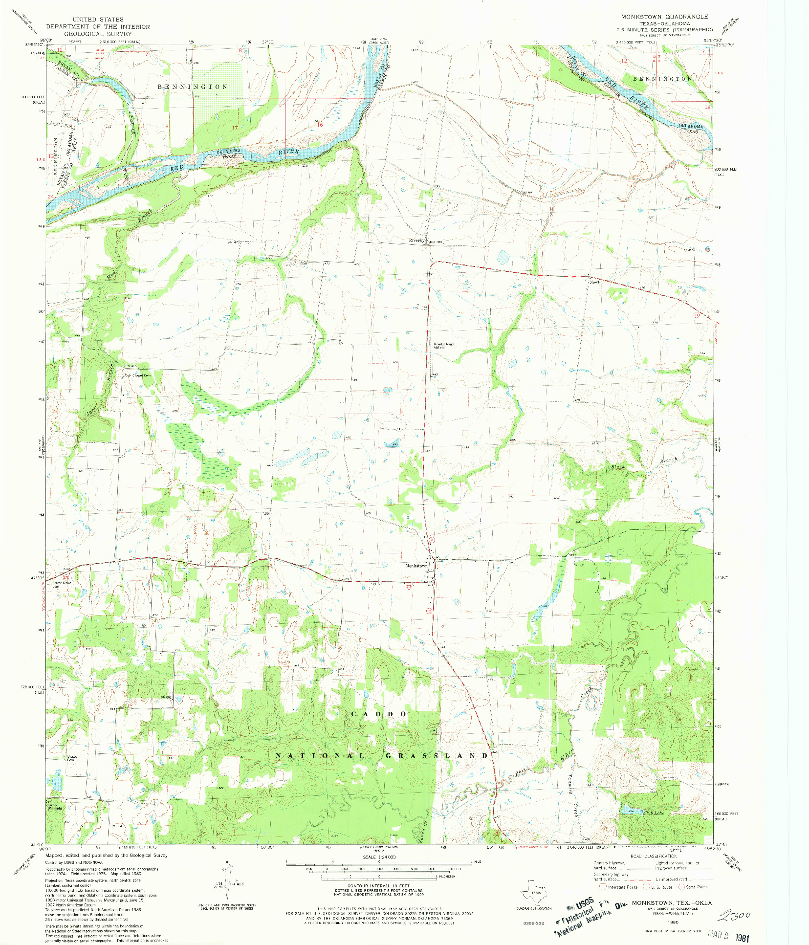 USGS 1:24000-SCALE QUADRANGLE FOR MONKSTOWN, TX 1980
