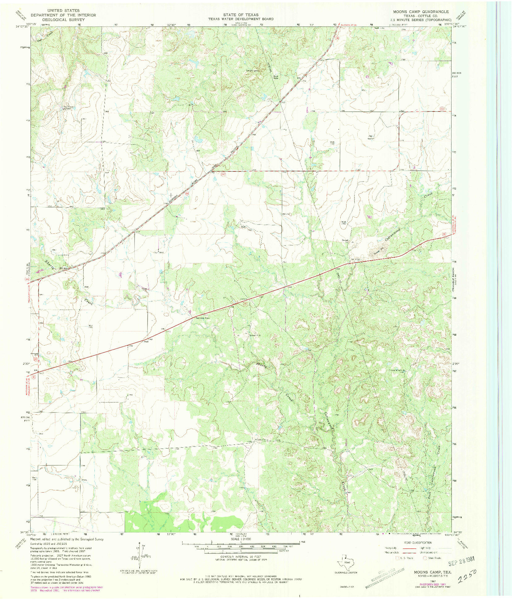 USGS 1:24000-SCALE QUADRANGLE FOR MOONS CAMP, TX 1967