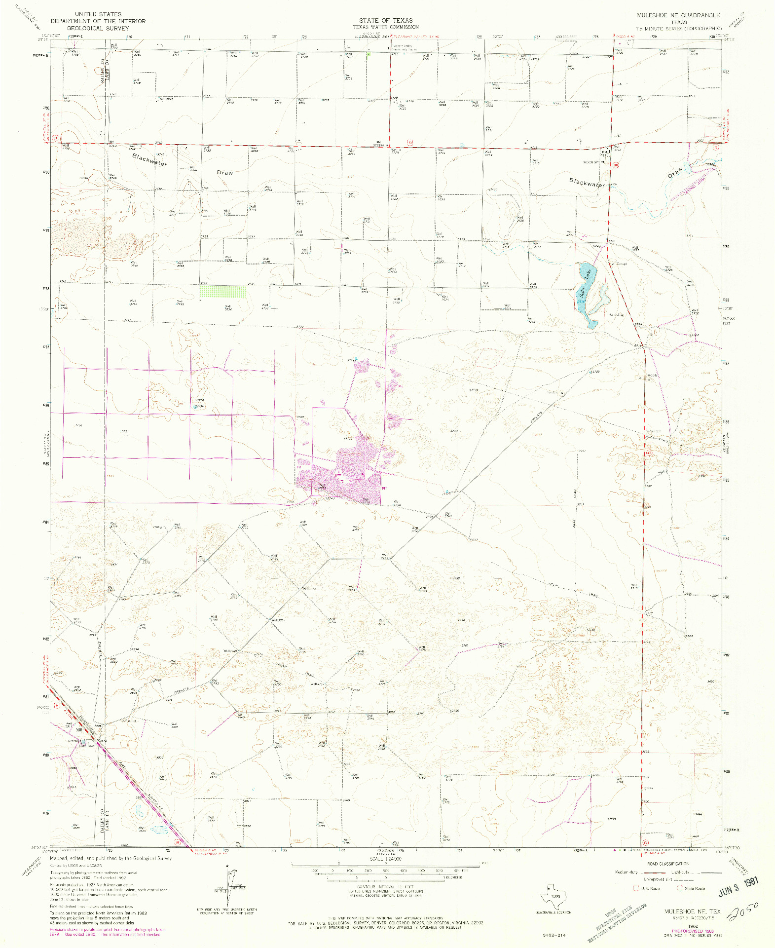 USGS 1:24000-SCALE QUADRANGLE FOR MULESHOE NE, TX 1962
