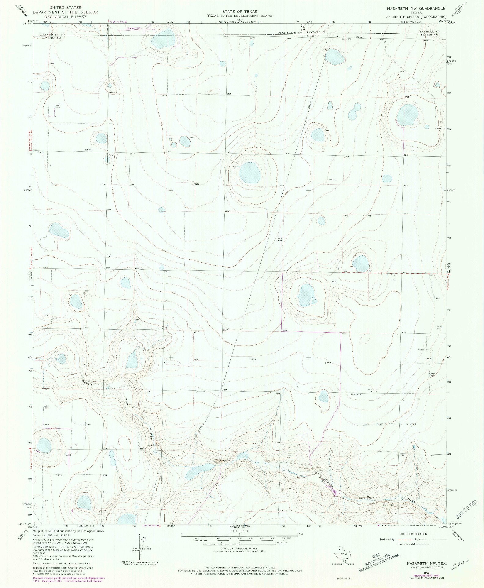USGS 1:24000-SCALE QUADRANGLE FOR NAZARETH NW, TX 1966