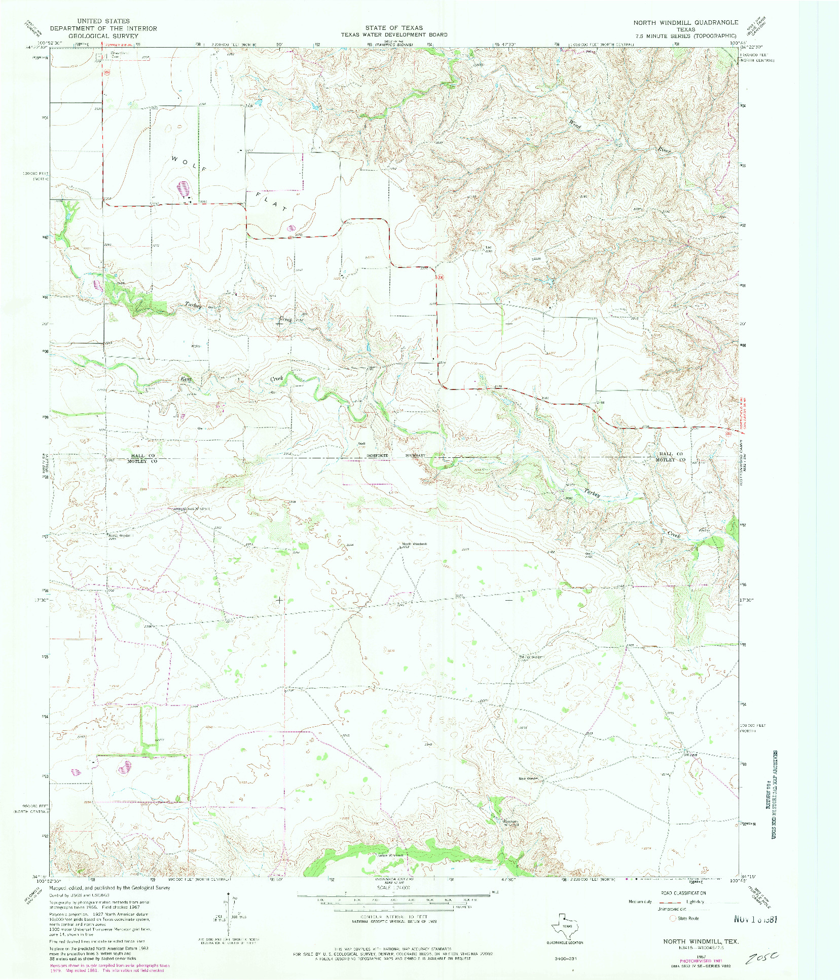 USGS 1:24000-SCALE QUADRANGLE FOR NORTH WINDMILL, TX 1967