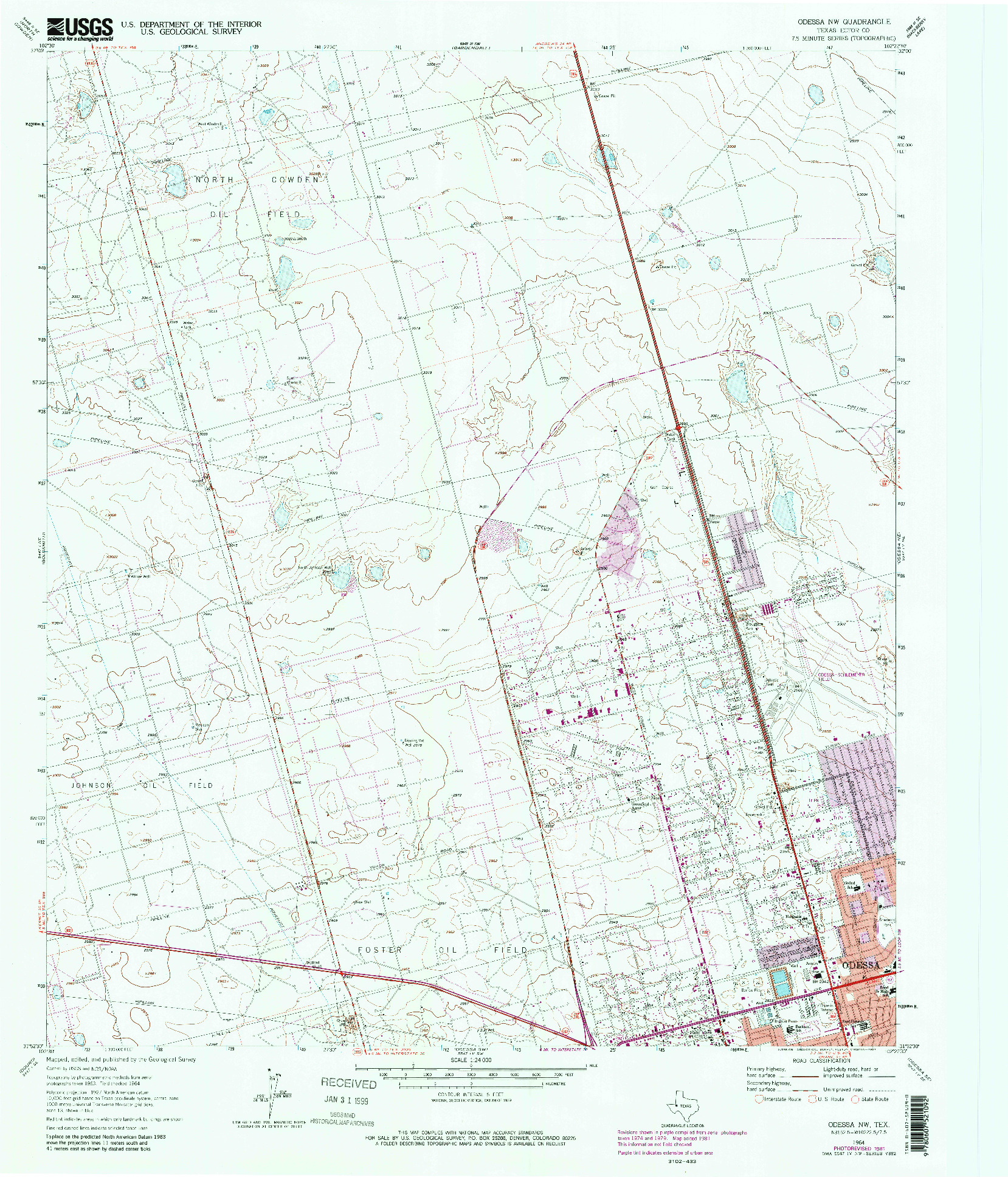 USGS 1:24000-SCALE QUADRANGLE FOR ODESSA NW, TX 1964