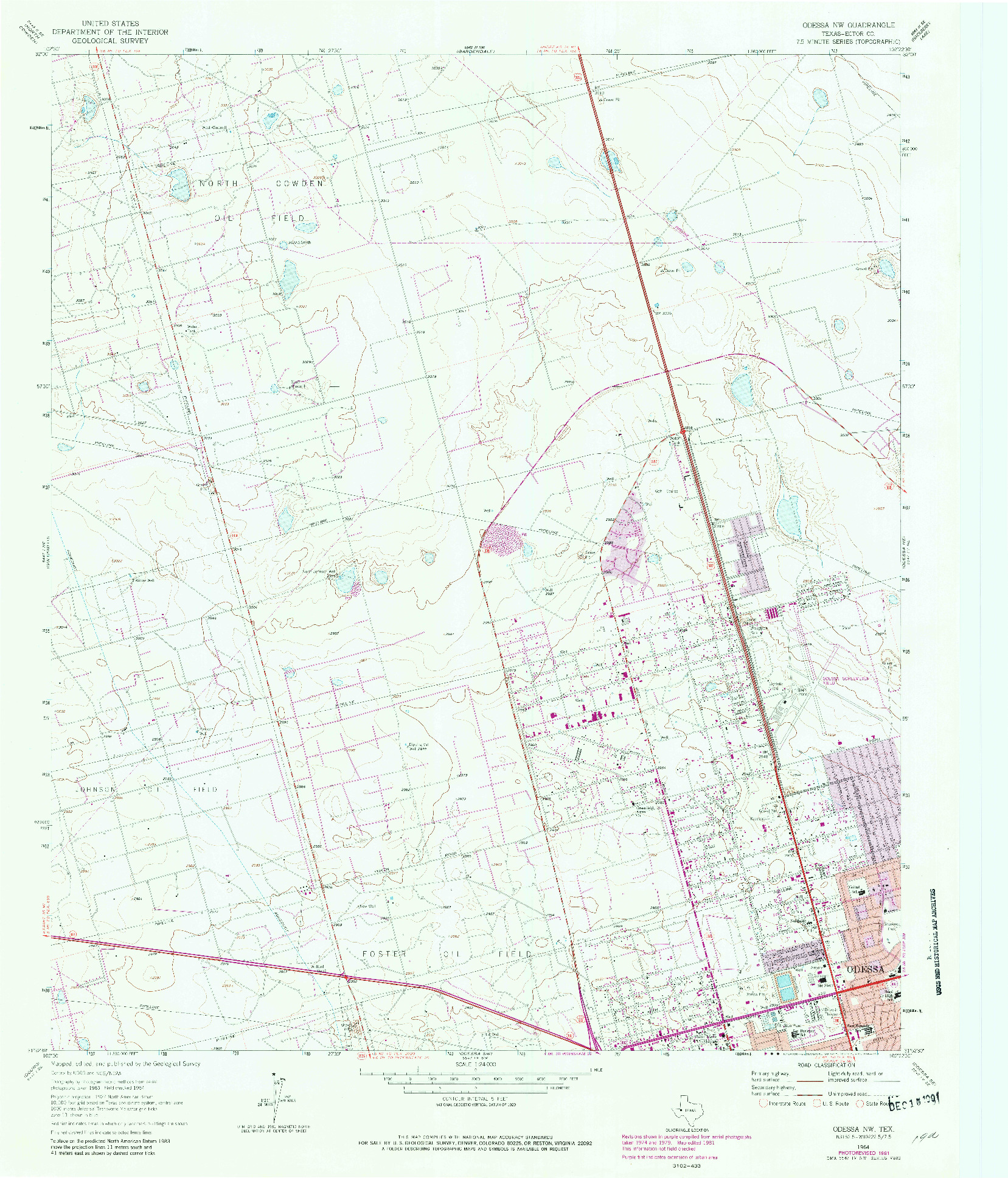 USGS 1:24000-SCALE QUADRANGLE FOR ODESSA NW, TX 1964