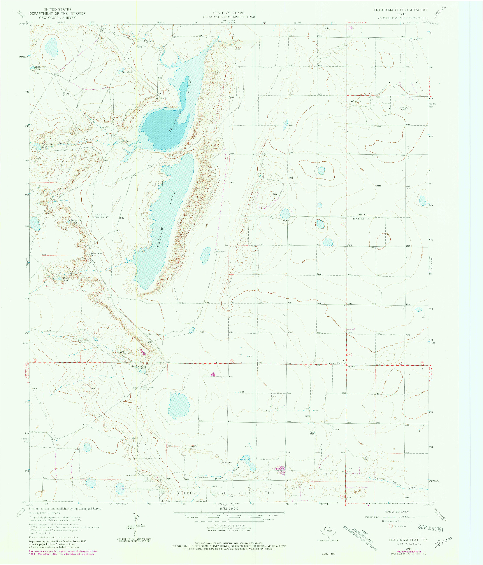 USGS 1:24000-SCALE QUADRANGLE FOR OKLAHOMA FLAT, TX 1964