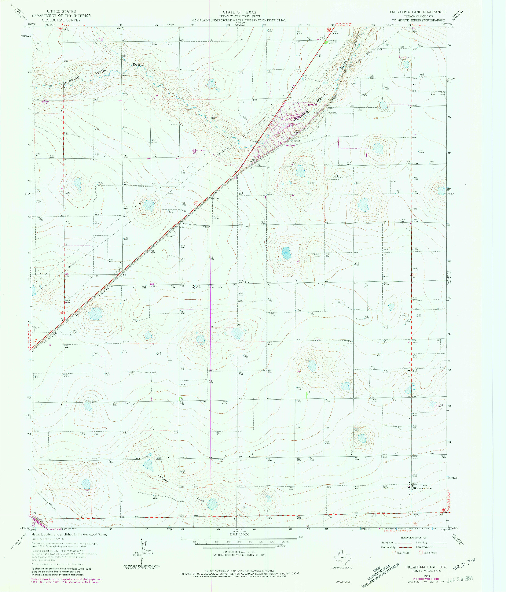 USGS 1:24000-SCALE QUADRANGLE FOR OKLAHOMA LANE, TX 1963