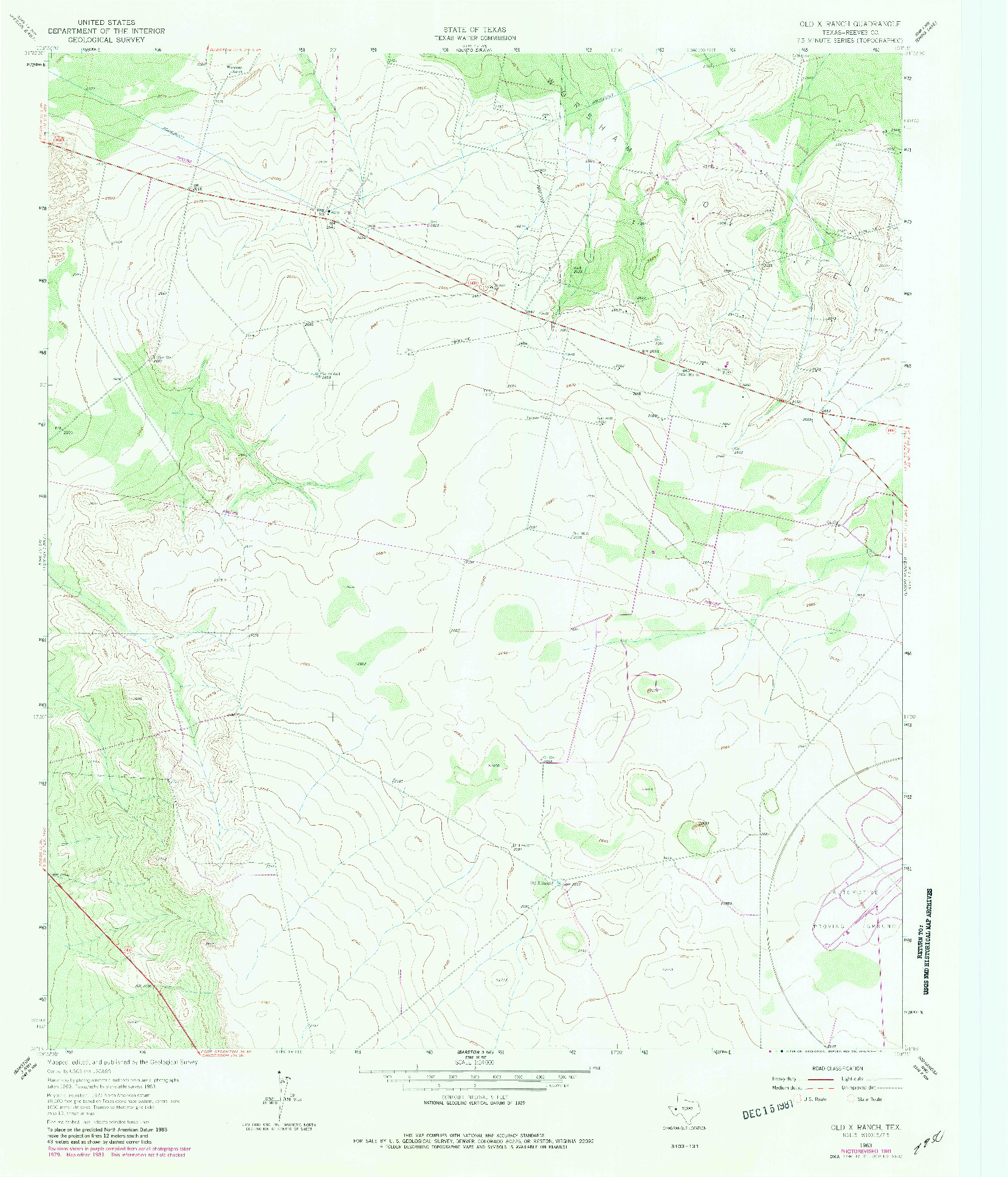 USGS 1:24000-SCALE QUADRANGLE FOR OLD X RANCH, TX 1963