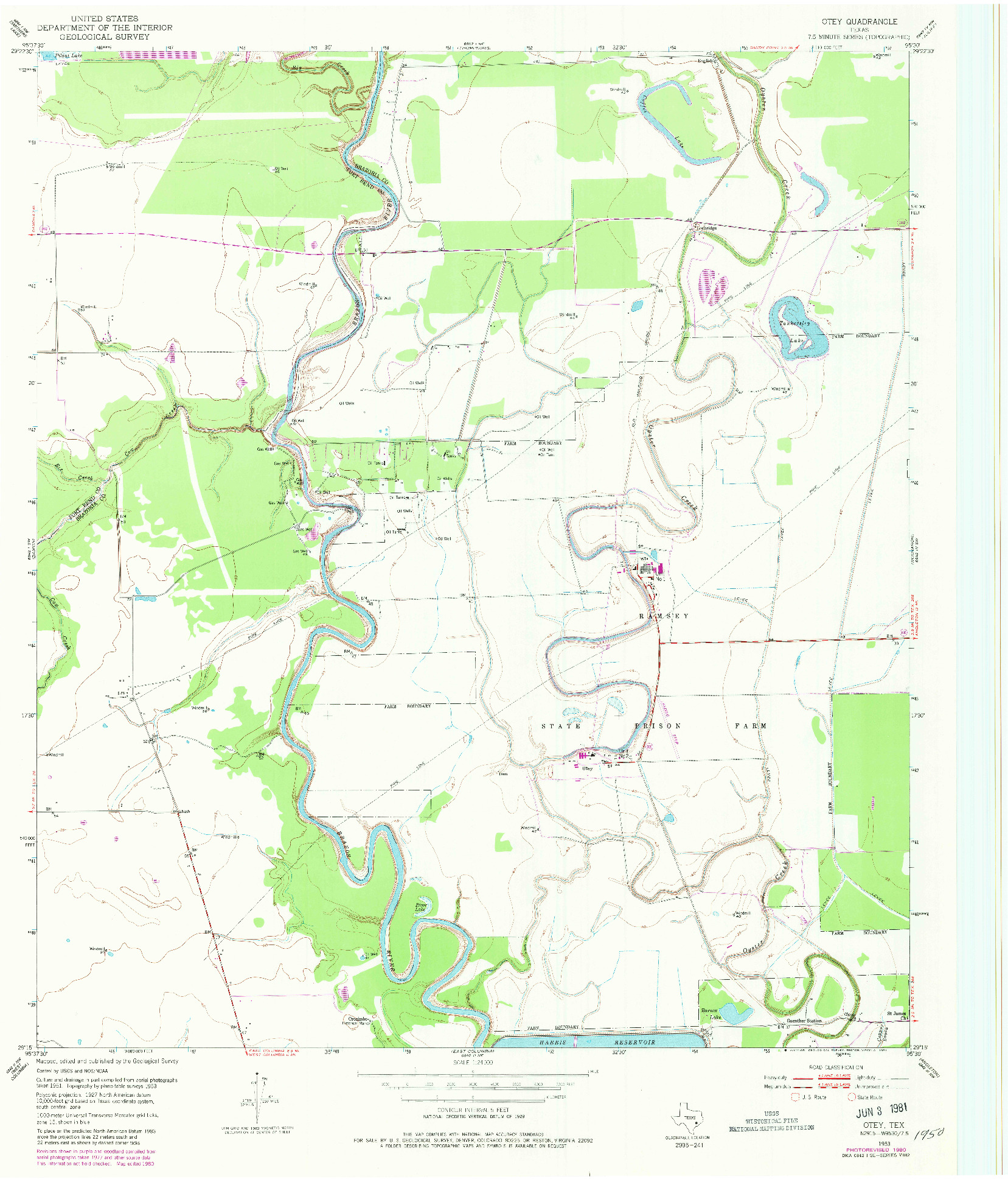 USGS 1:24000-SCALE QUADRANGLE FOR OTEY, TX 1953