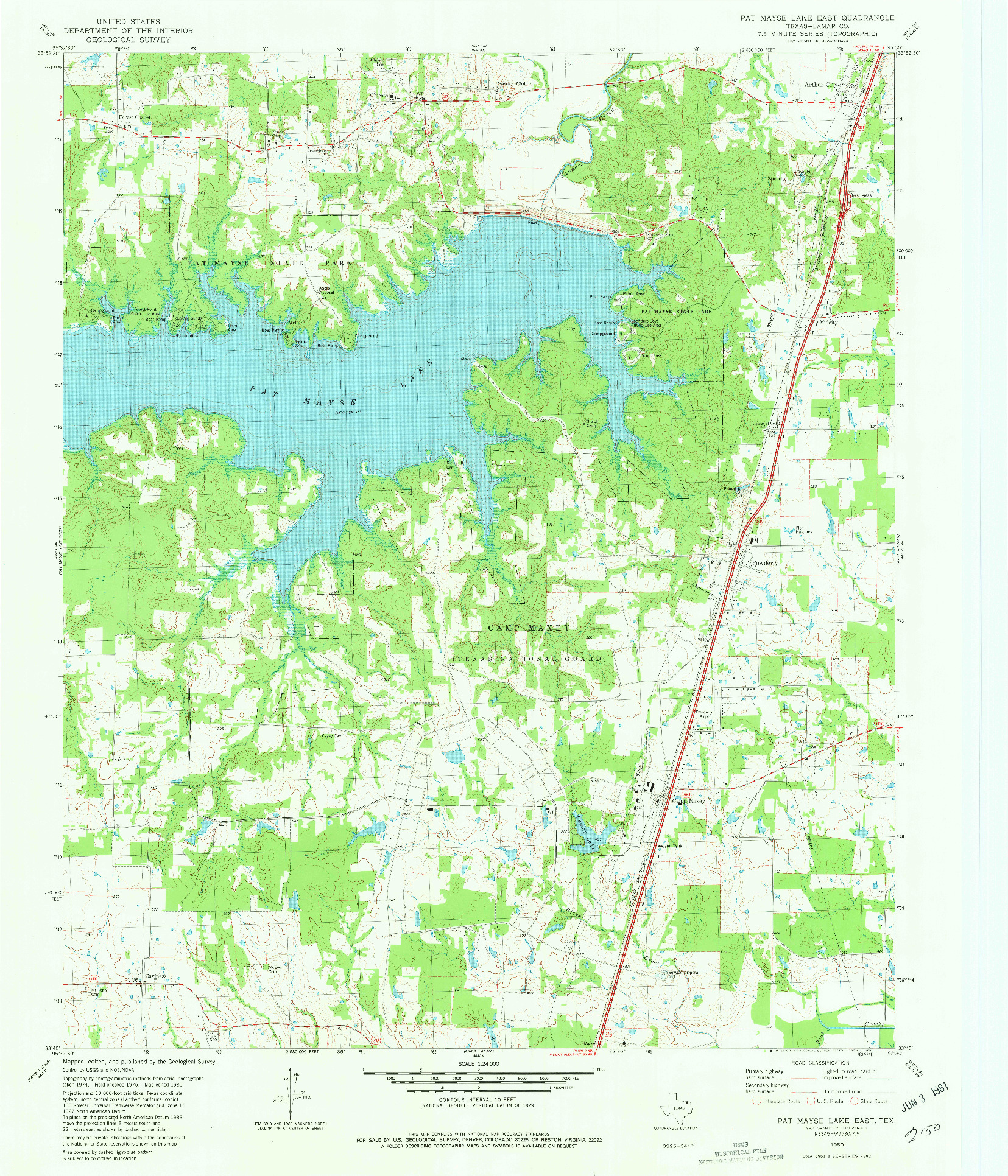 USGS 1:24000-SCALE QUADRANGLE FOR PAT MAYSE LAKE EAST, TX 1980