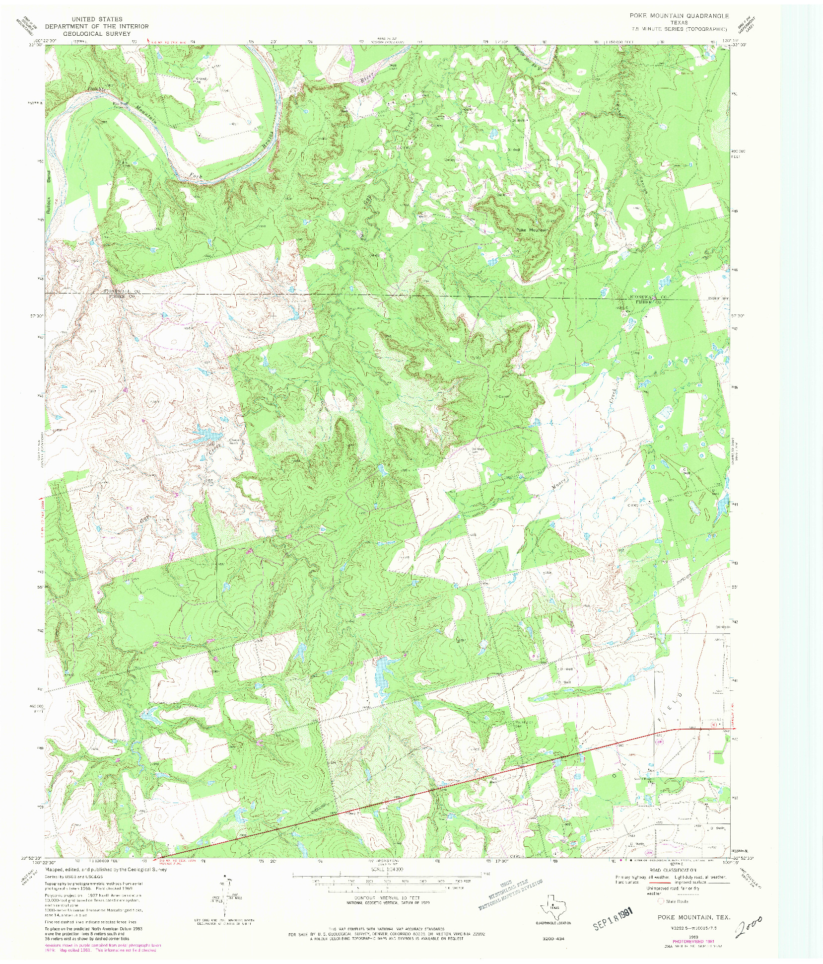 USGS 1:24000-SCALE QUADRANGLE FOR POKE MOUNTAIN, TX 1969