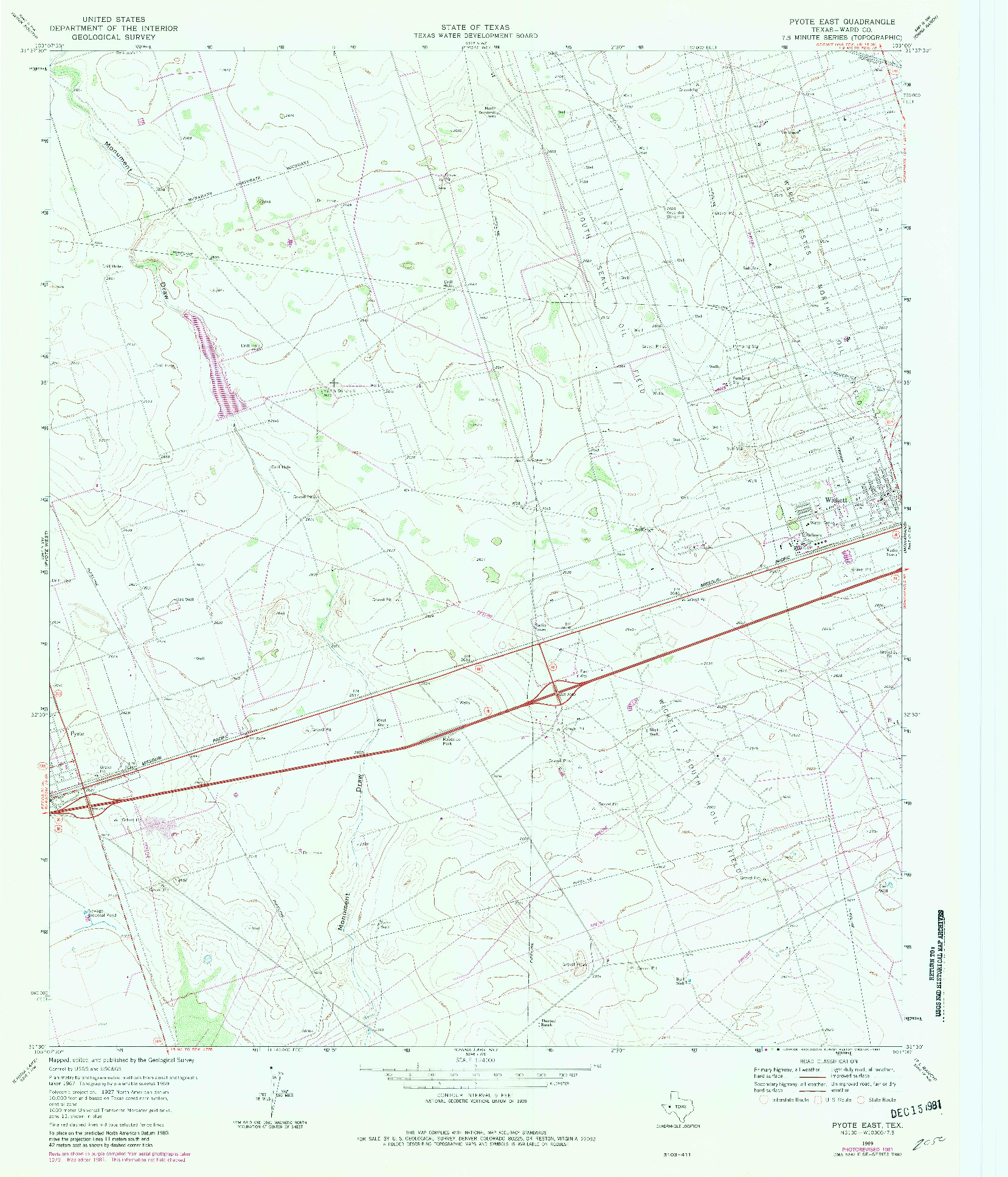 USGS 1:24000-SCALE QUADRANGLE FOR PYOTE EAST, TX 1969