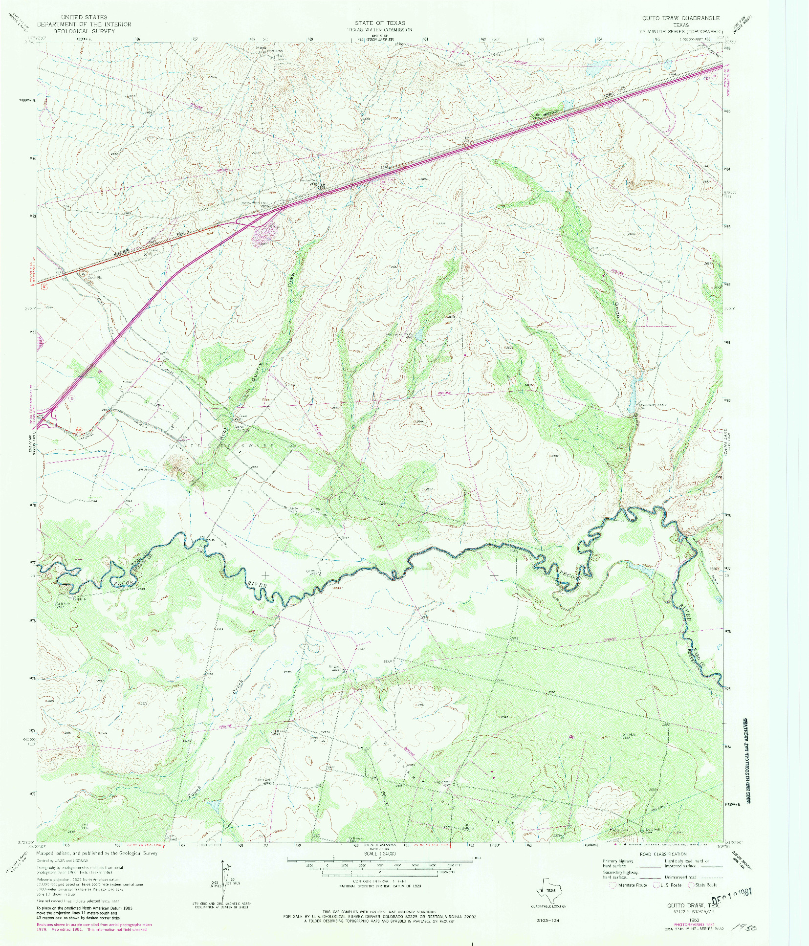 USGS 1:24000-SCALE QUADRANGLE FOR QUITO DRAW, TX 1963