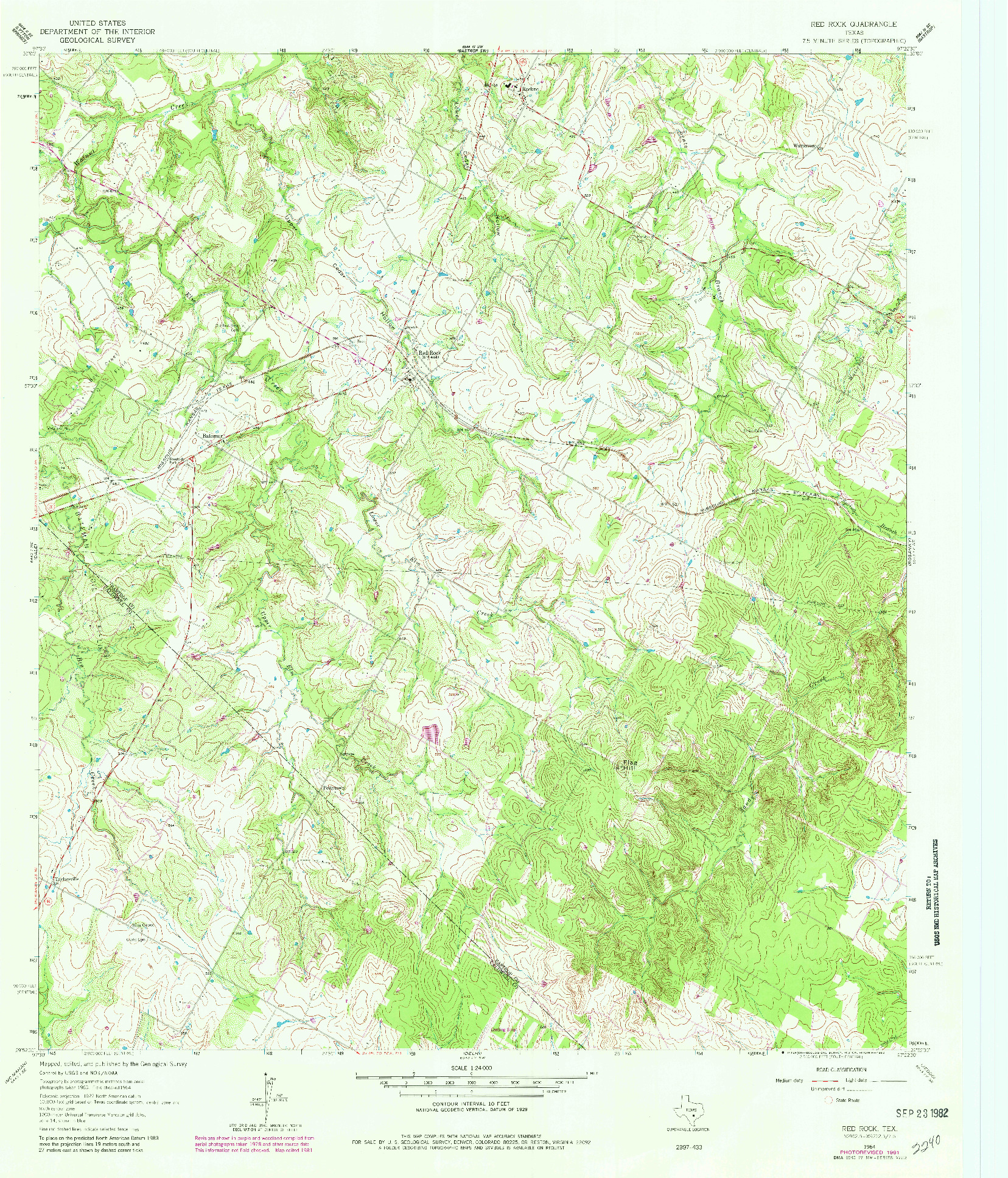 USGS 1:24000-SCALE QUADRANGLE FOR RED ROCK, TX 1964