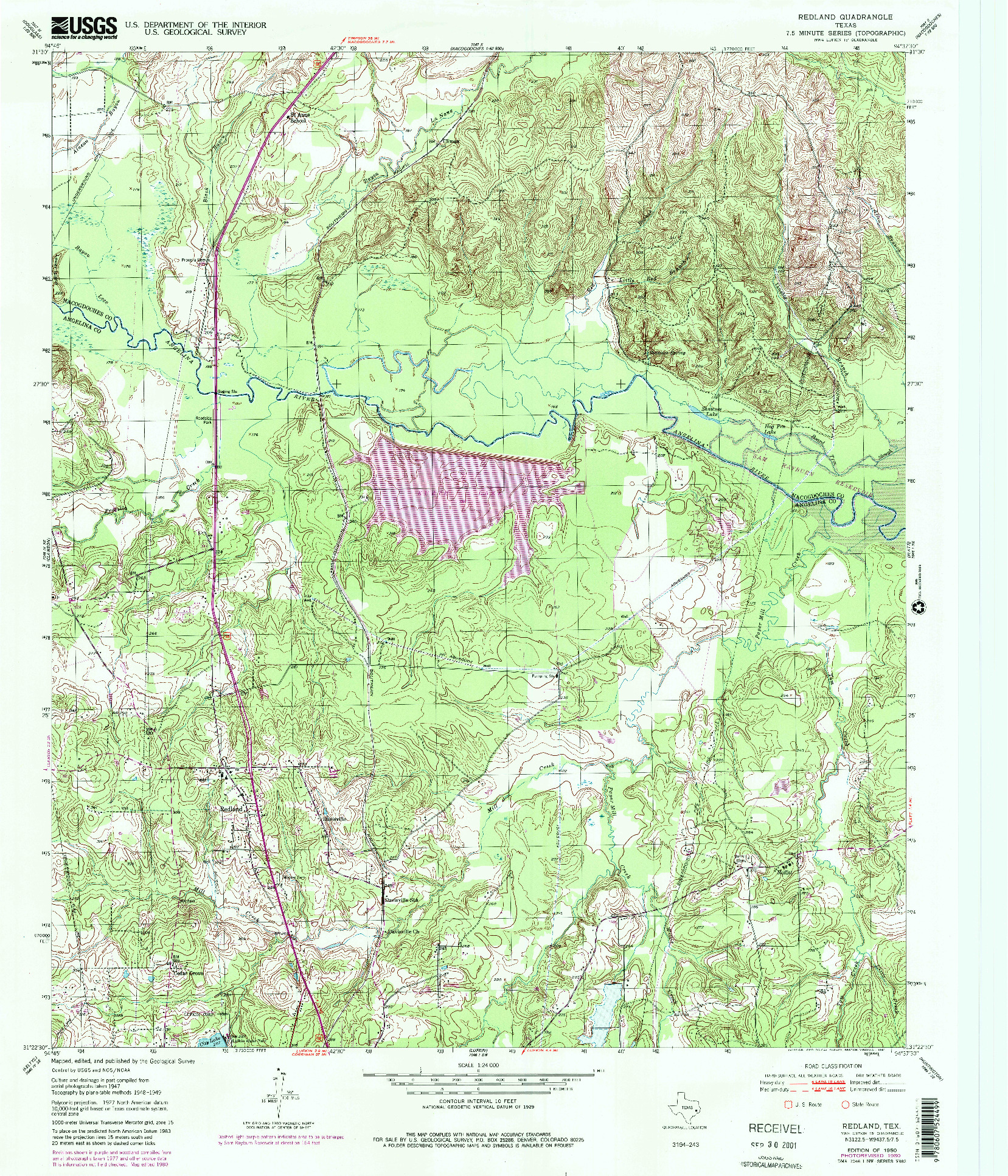 USGS 1:24000-SCALE QUADRANGLE FOR REDLAND, TX 1950