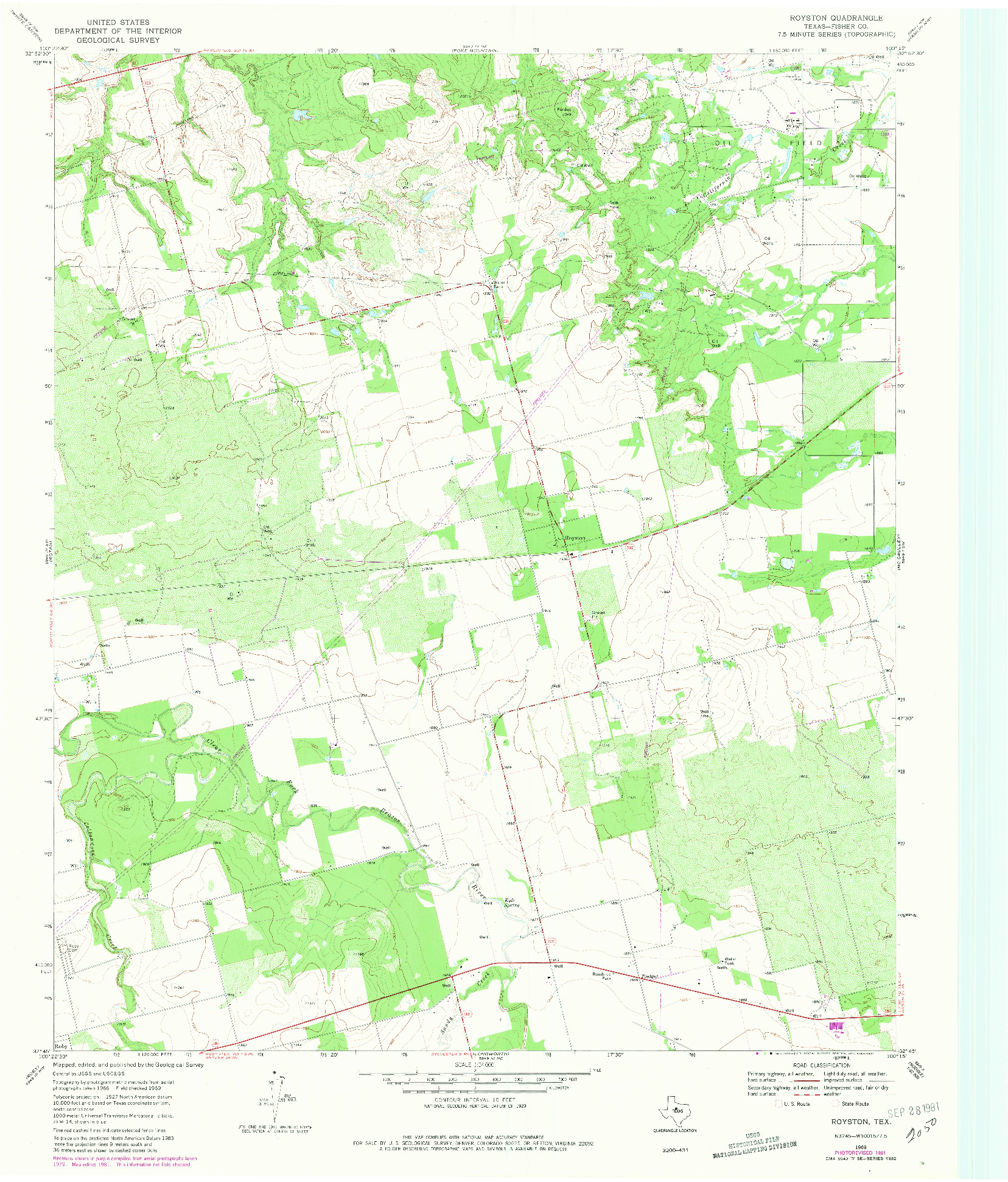 USGS 1:24000-SCALE QUADRANGLE FOR ROYSTON, TX 1969